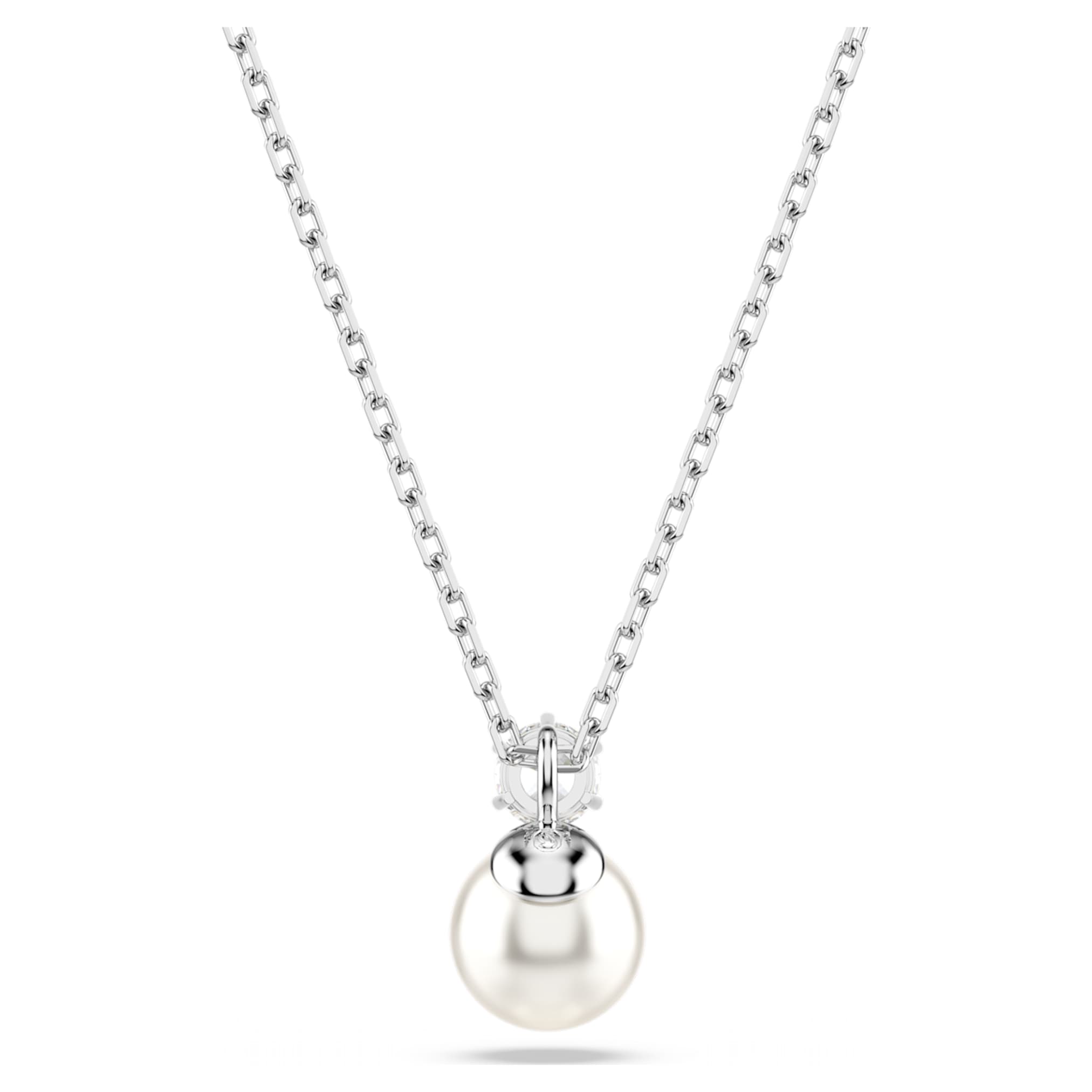 Swarovski Matrix pendant Crystal pearl, Round cut, White, Rhodium plated
