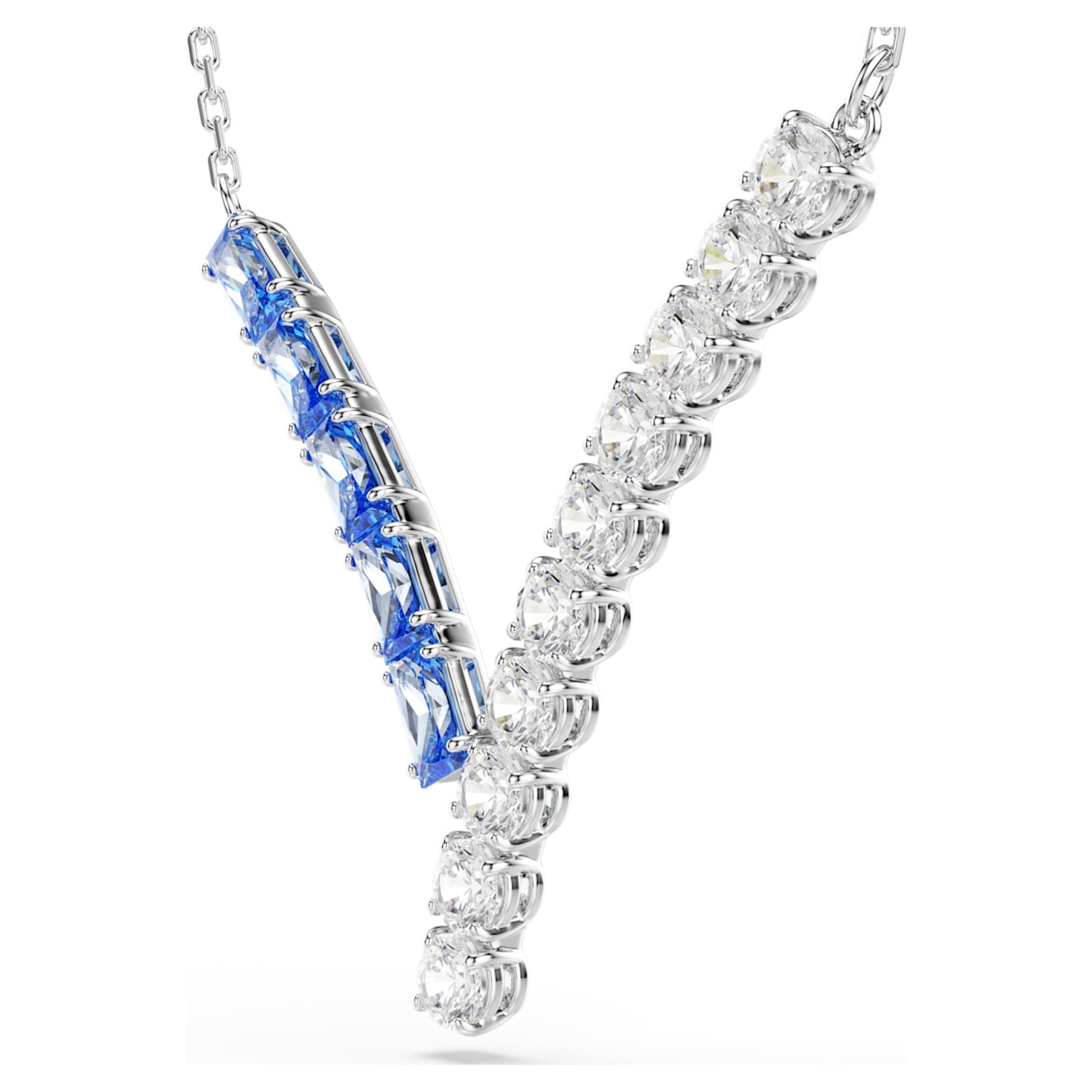 Swarovski Matrix pendant Mixed cuts, Blue, Rhodium plated