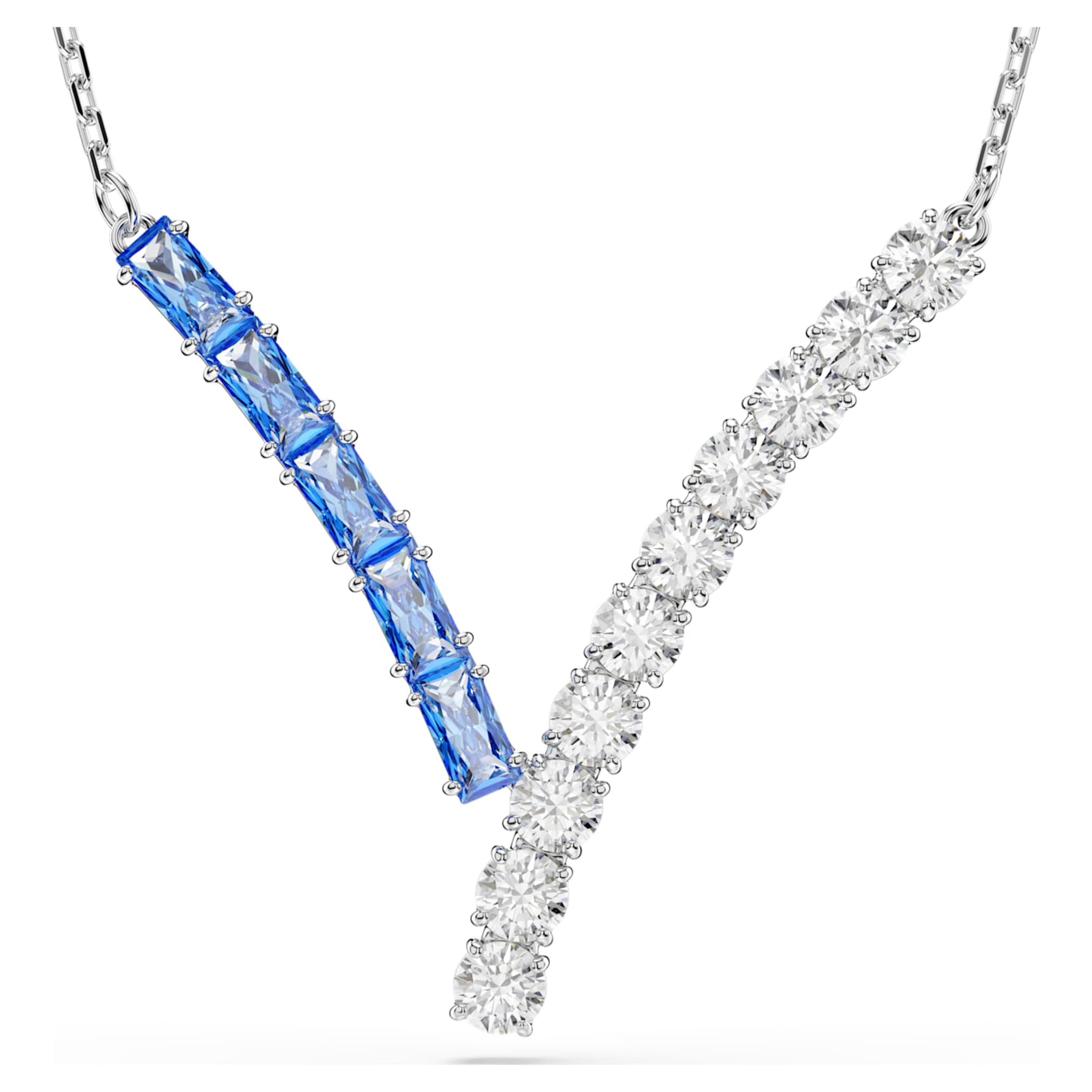 Swarovski Matrix pendant Mixed cuts, Blue, Rhodium plated