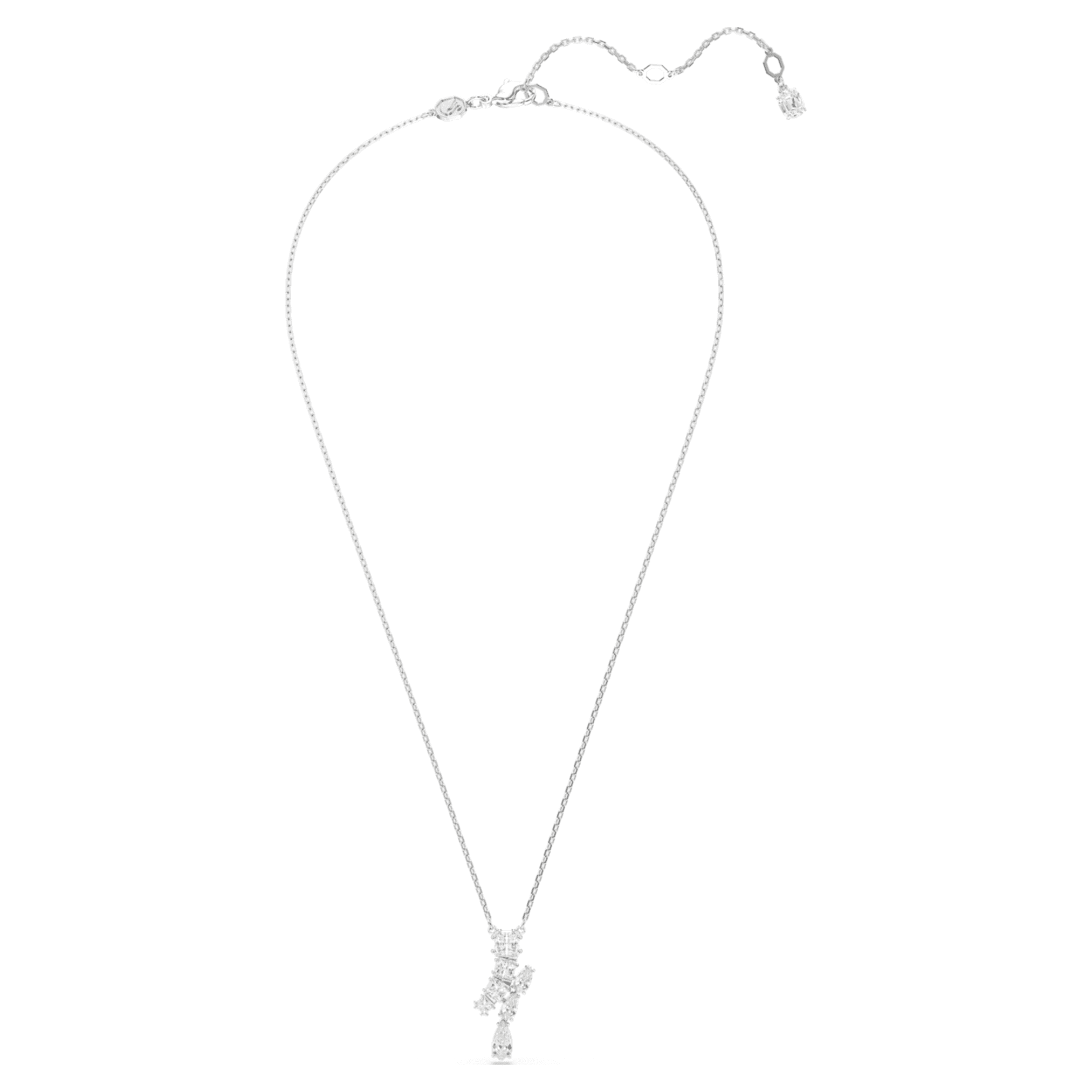 Swarovski Matrix pendant Mixed cuts, White, Rhodium plated