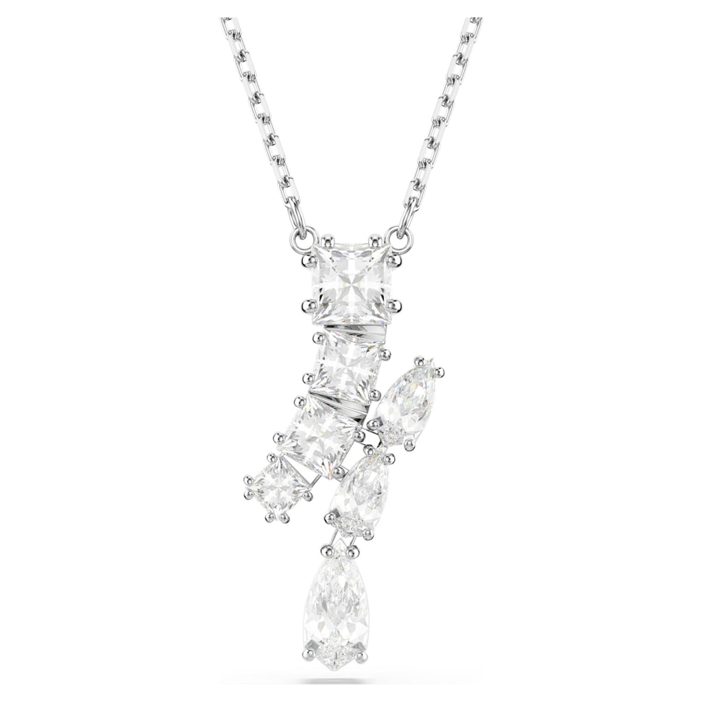 Swarovski Matrix pendant Mixed cuts, White, Rhodium plated