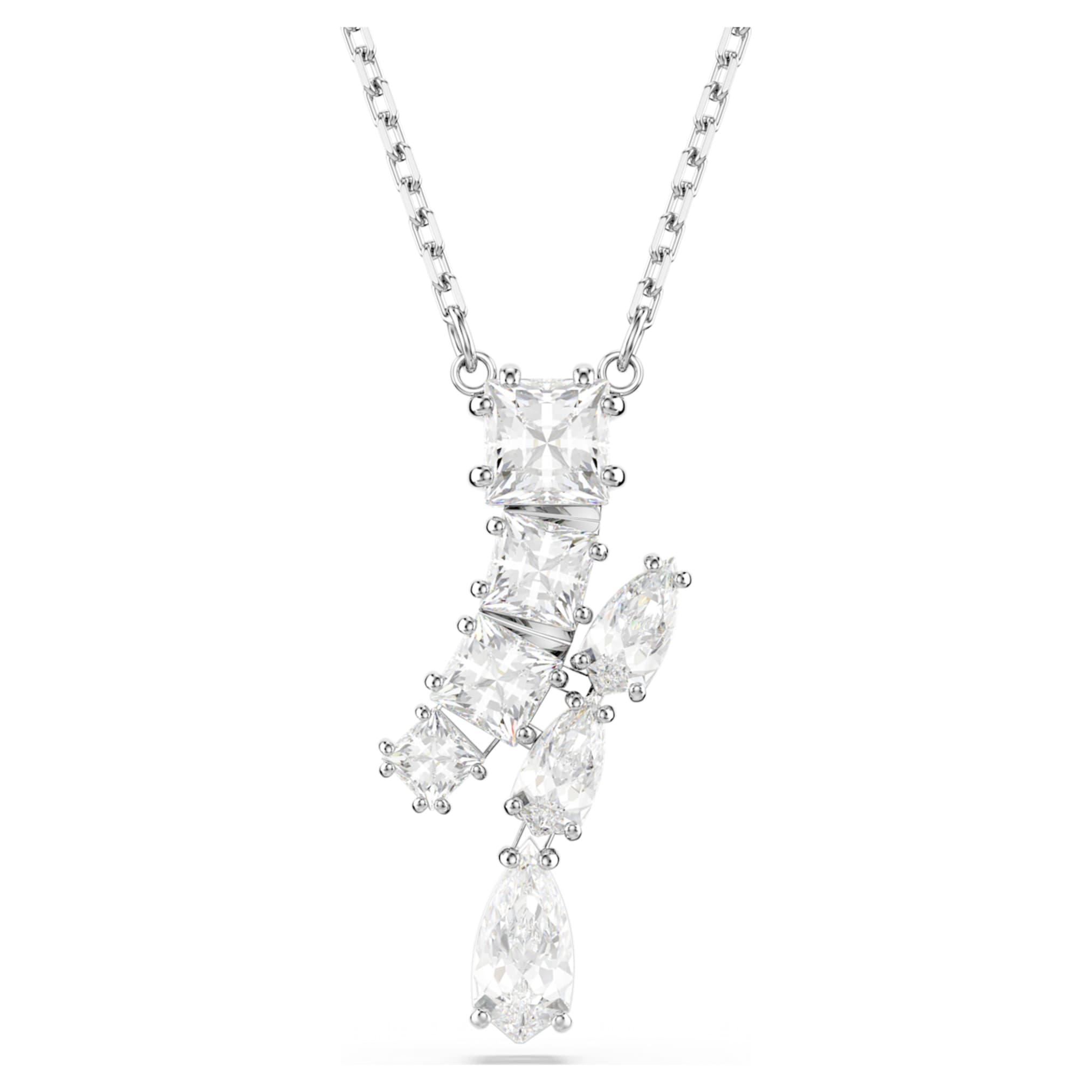 Swarovski Matrix pendant Mixed cuts, White, Rhodium plated