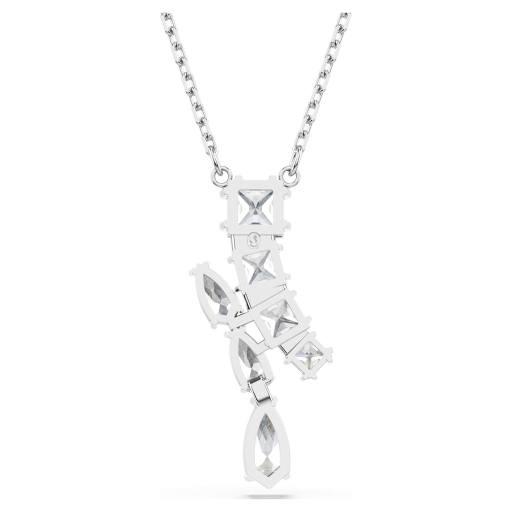 Swarovski Matrix pendant Mixed cuts, White, Rhodium plated