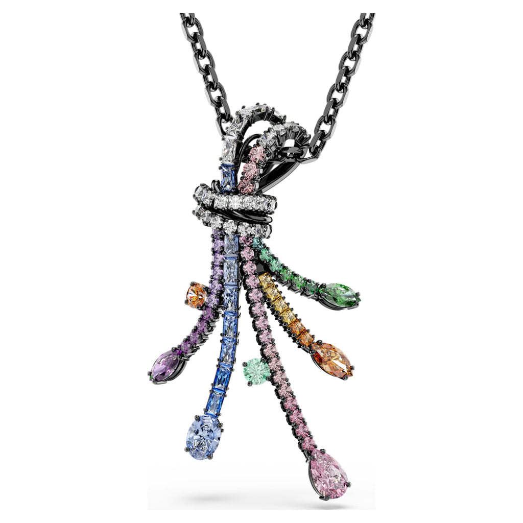 Swarovski Matrix pendant and brooch Mixed cuts, Bouquet, Multicolored, Ruthenium plated