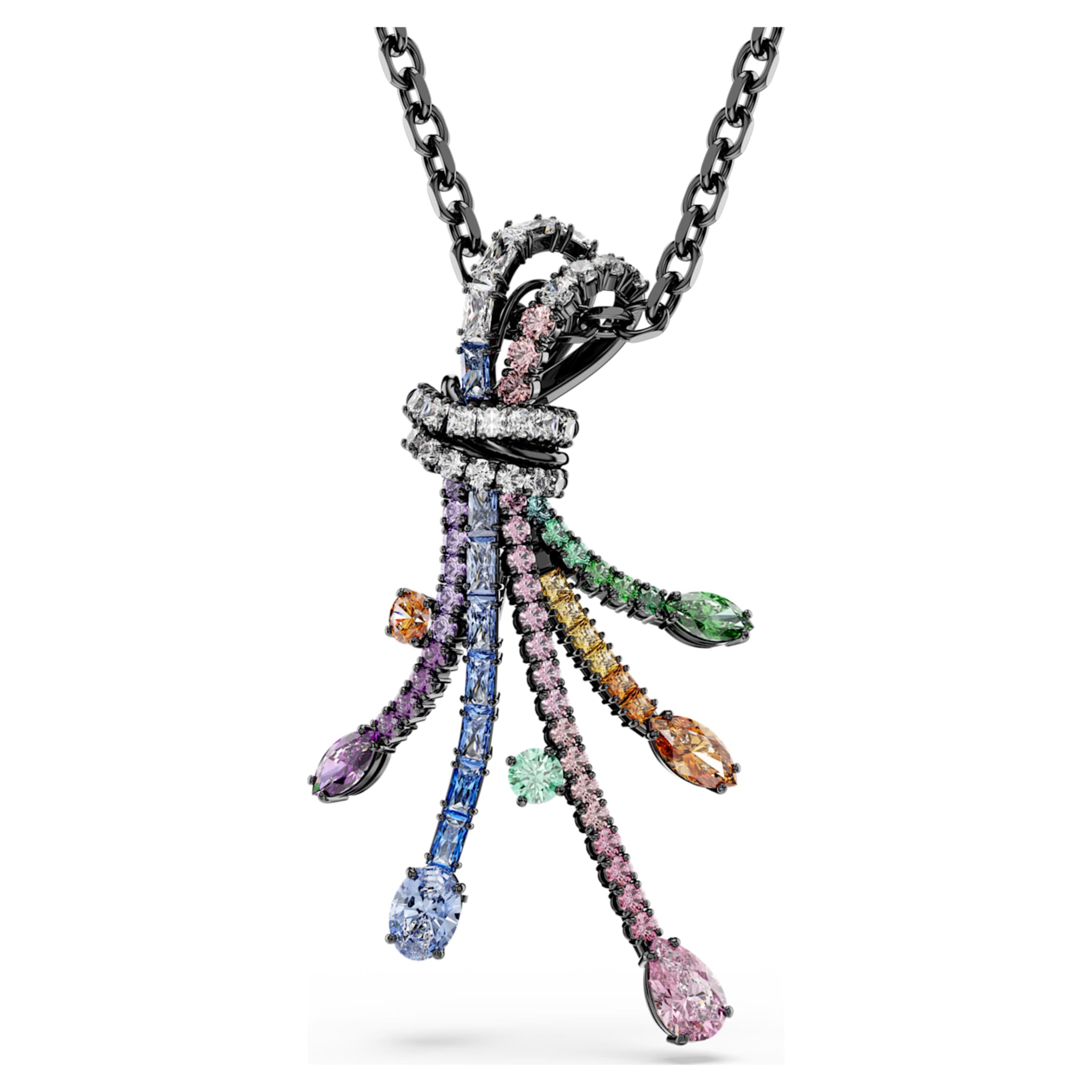 Swarovski Matrix pendant and brooch Mixed cuts, Bouquet, Multicolored, Ruthenium plated