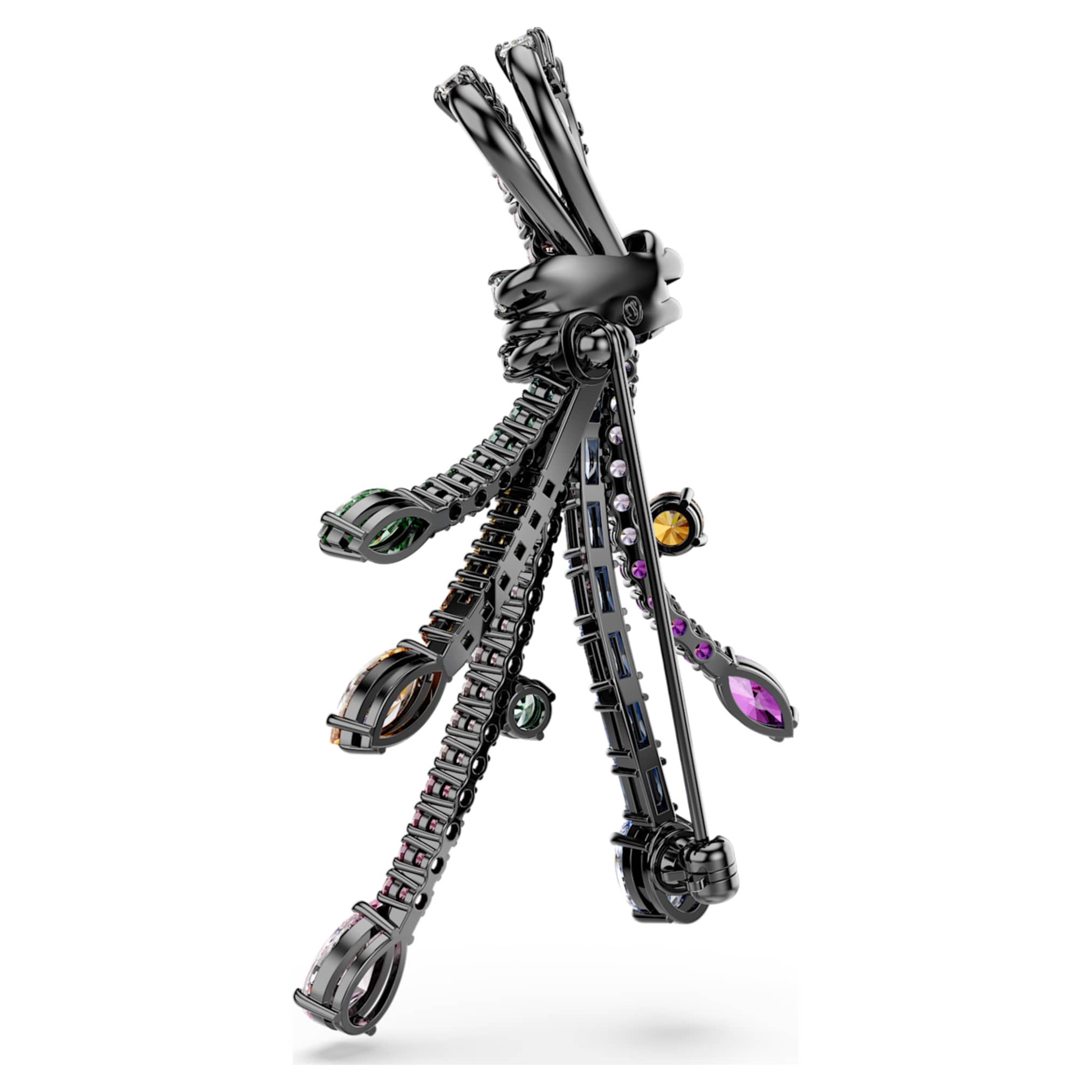 Swarovski Matrix pendant and brooch Mixed cuts, Bouquet, Multicolored, Ruthenium plated