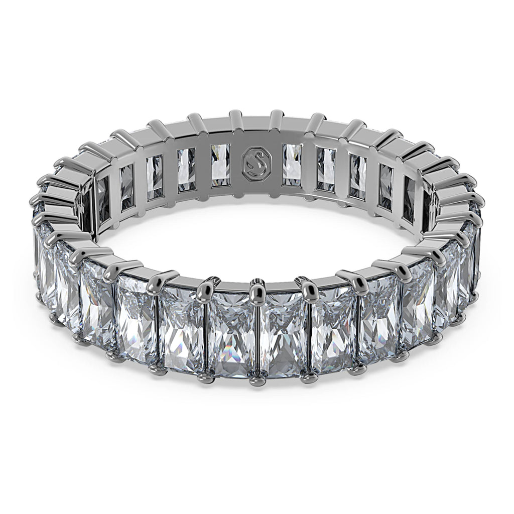 Swarovski Matrix ring Baguette cut, Gray, Ruthenium plated