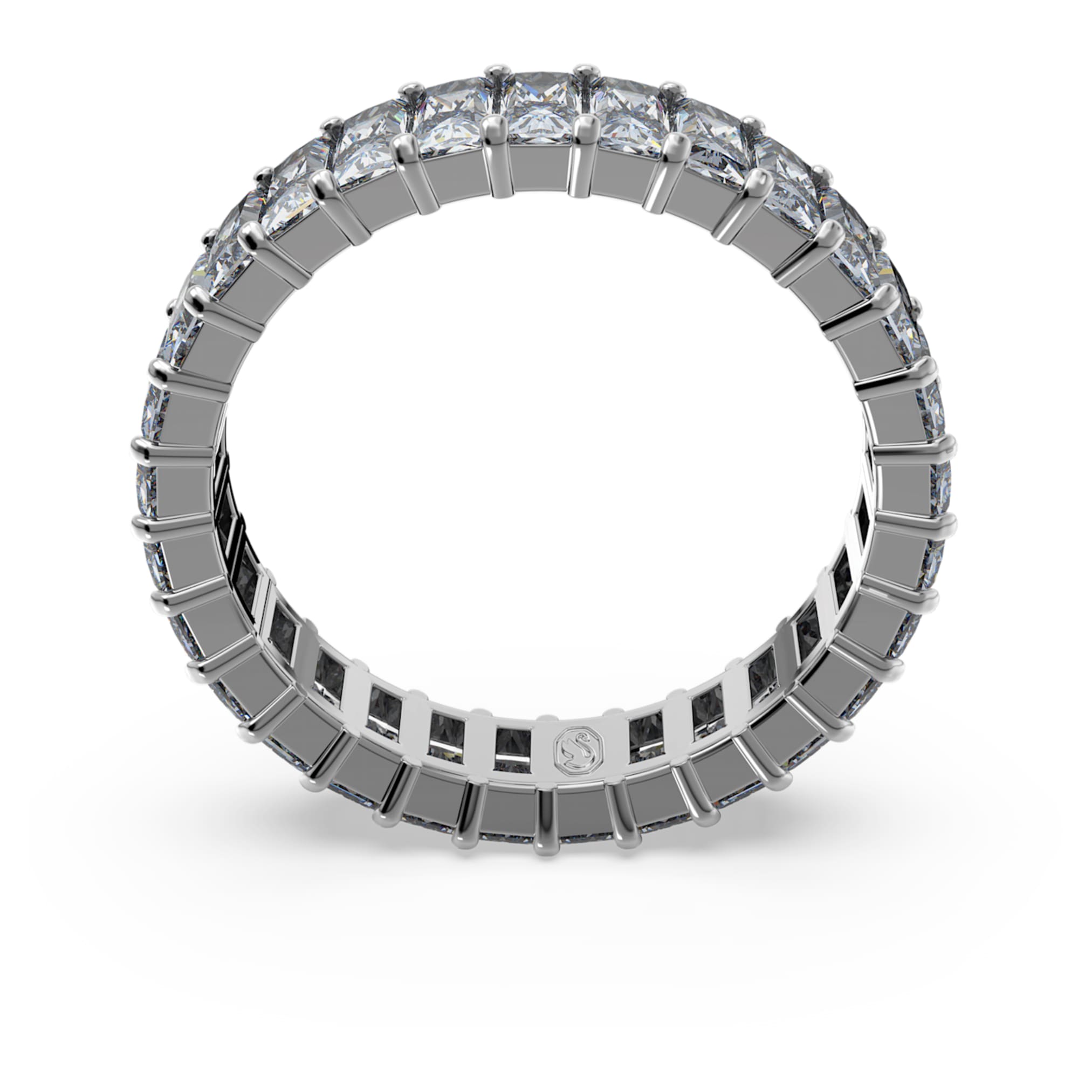 Swarovski Matrix ring Baguette cut, Gray, Ruthenium plated