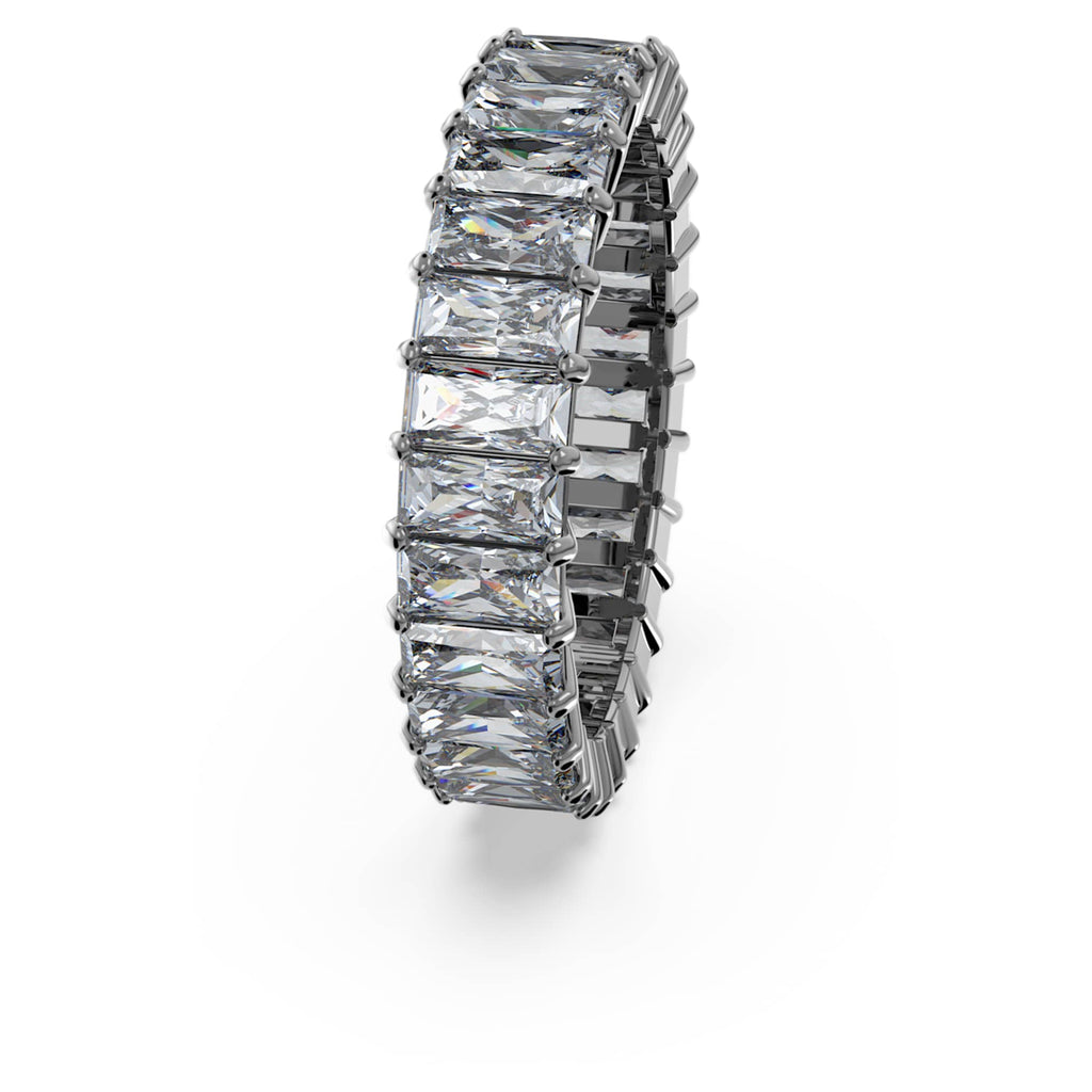 Swarovski Matrix ring Baguette cut, Gray, Ruthenium plated