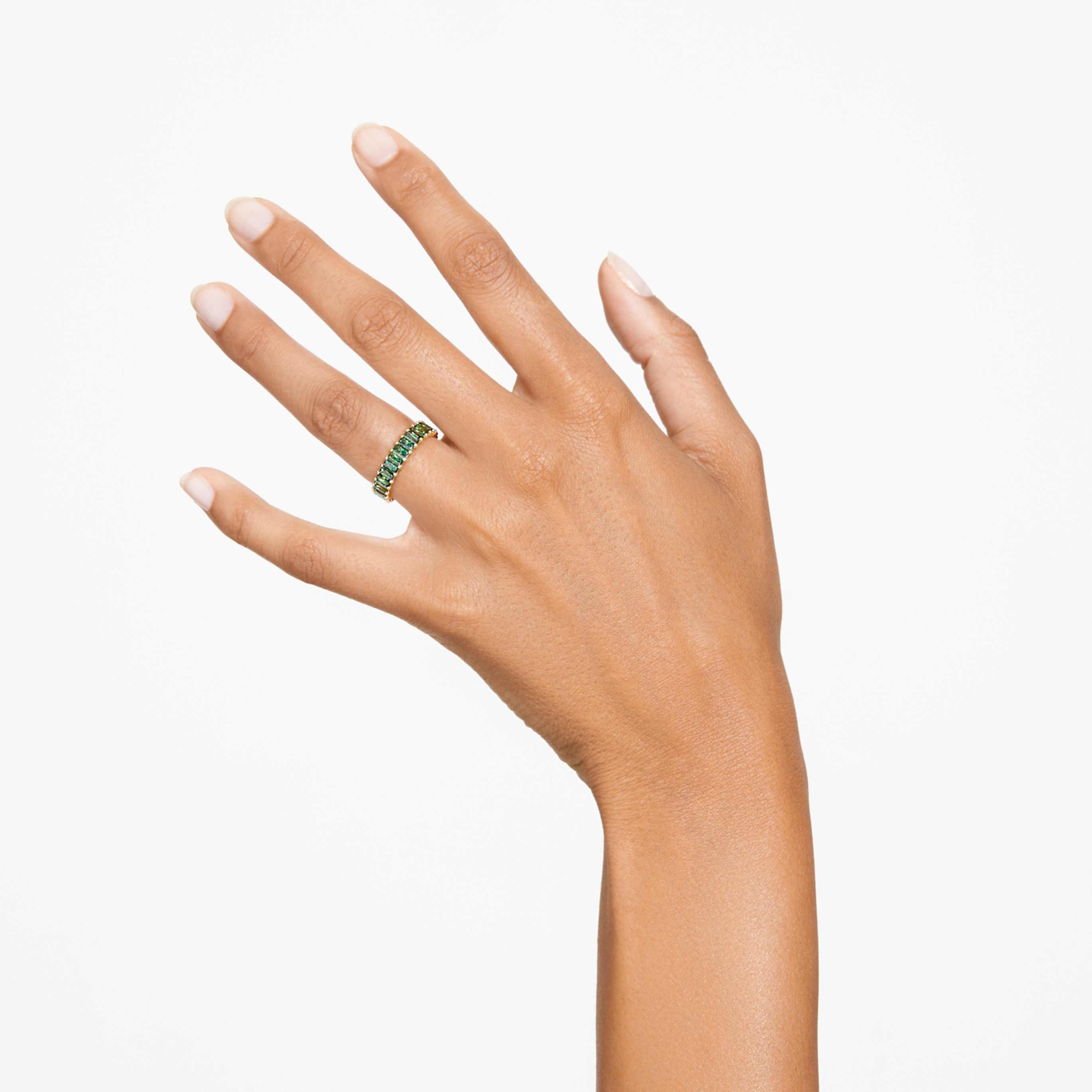 Swarovski Matrix ring Baguette cut, White, Silver-tone finish