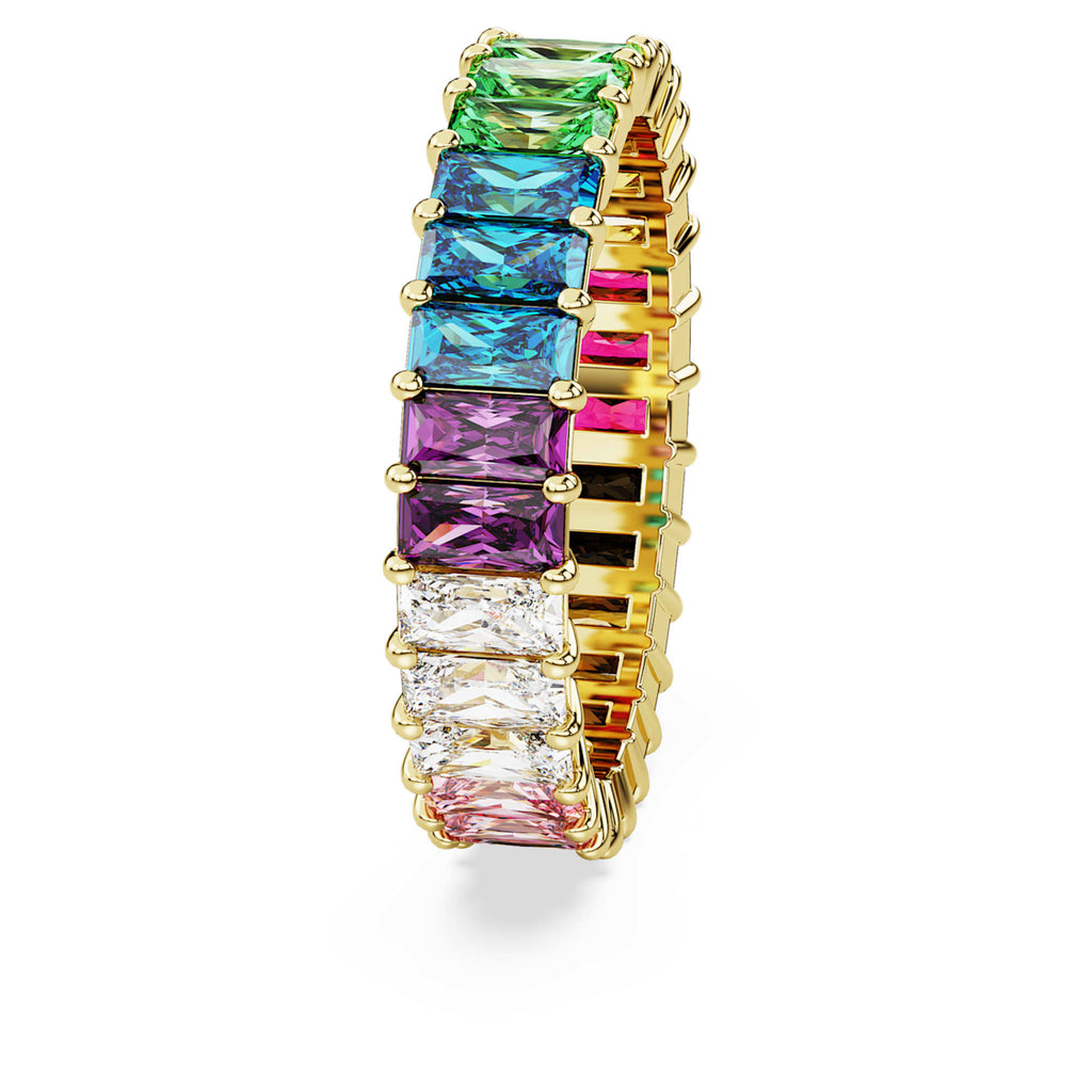 Swarovski Matrix ring Baguette cut, Multicolored, 18K gold finish