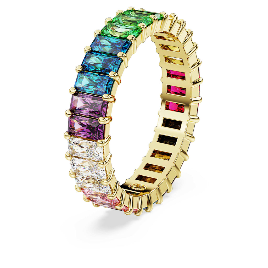 Swarovski Matrix ring Baguette cut, Multicolored, 18K gold finish