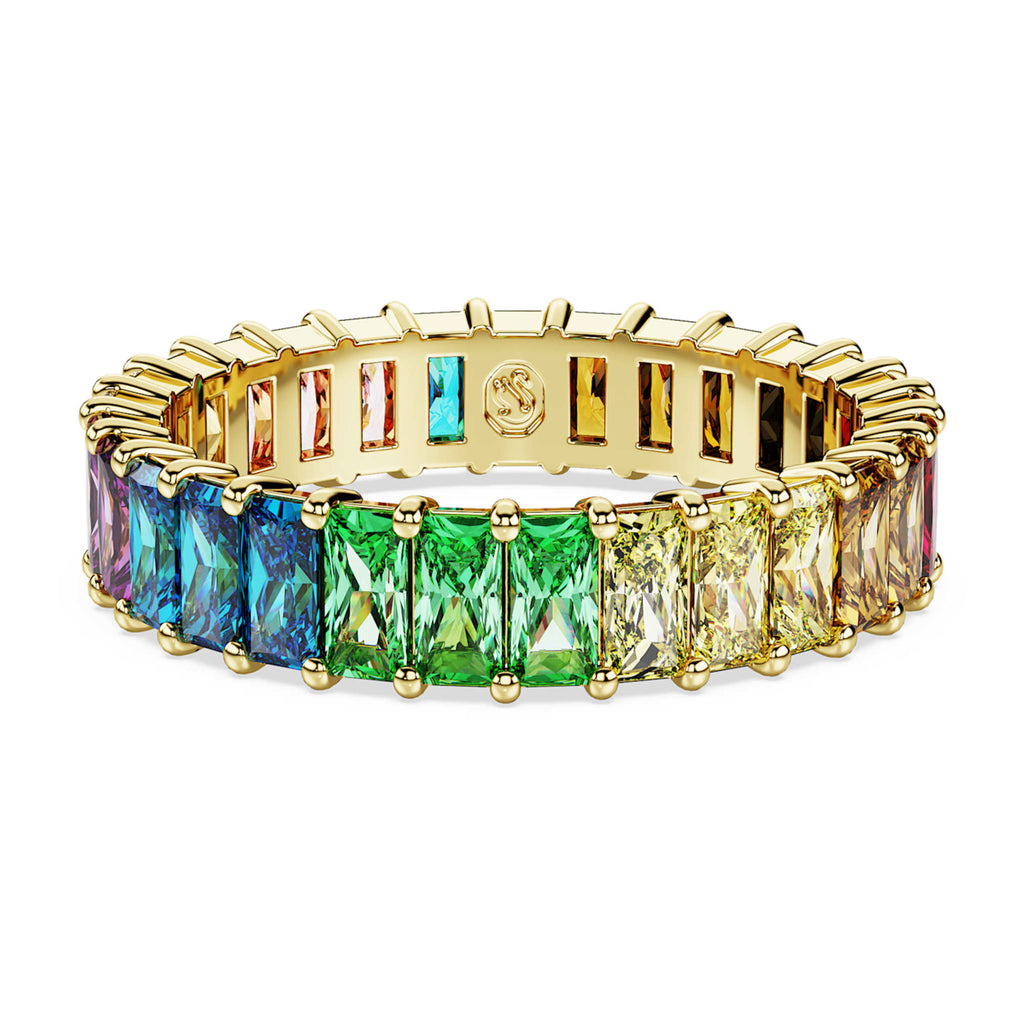 Swarovski Matrix ring Baguette cut, Multicolored, 18K gold finish