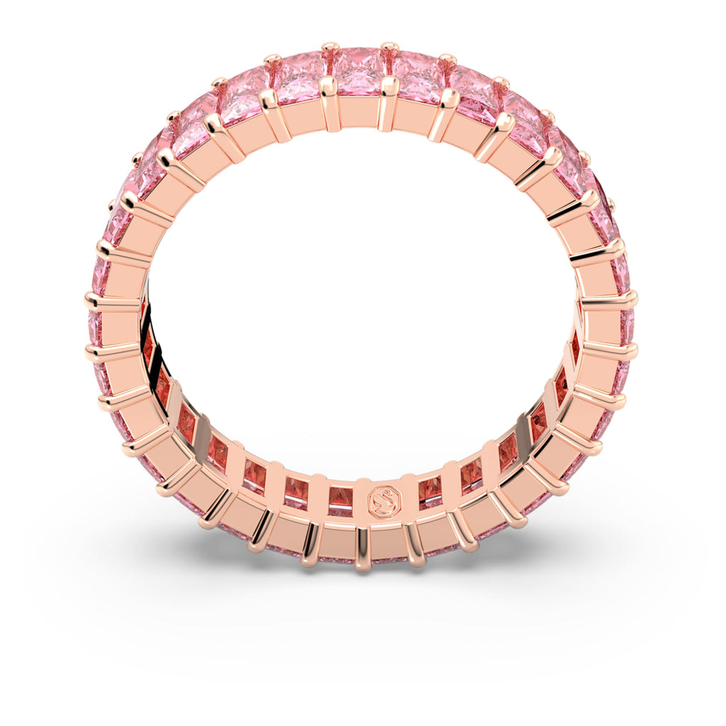 Swarovski Matrix ring Baguette cut, Pink, 18K rose gold finish