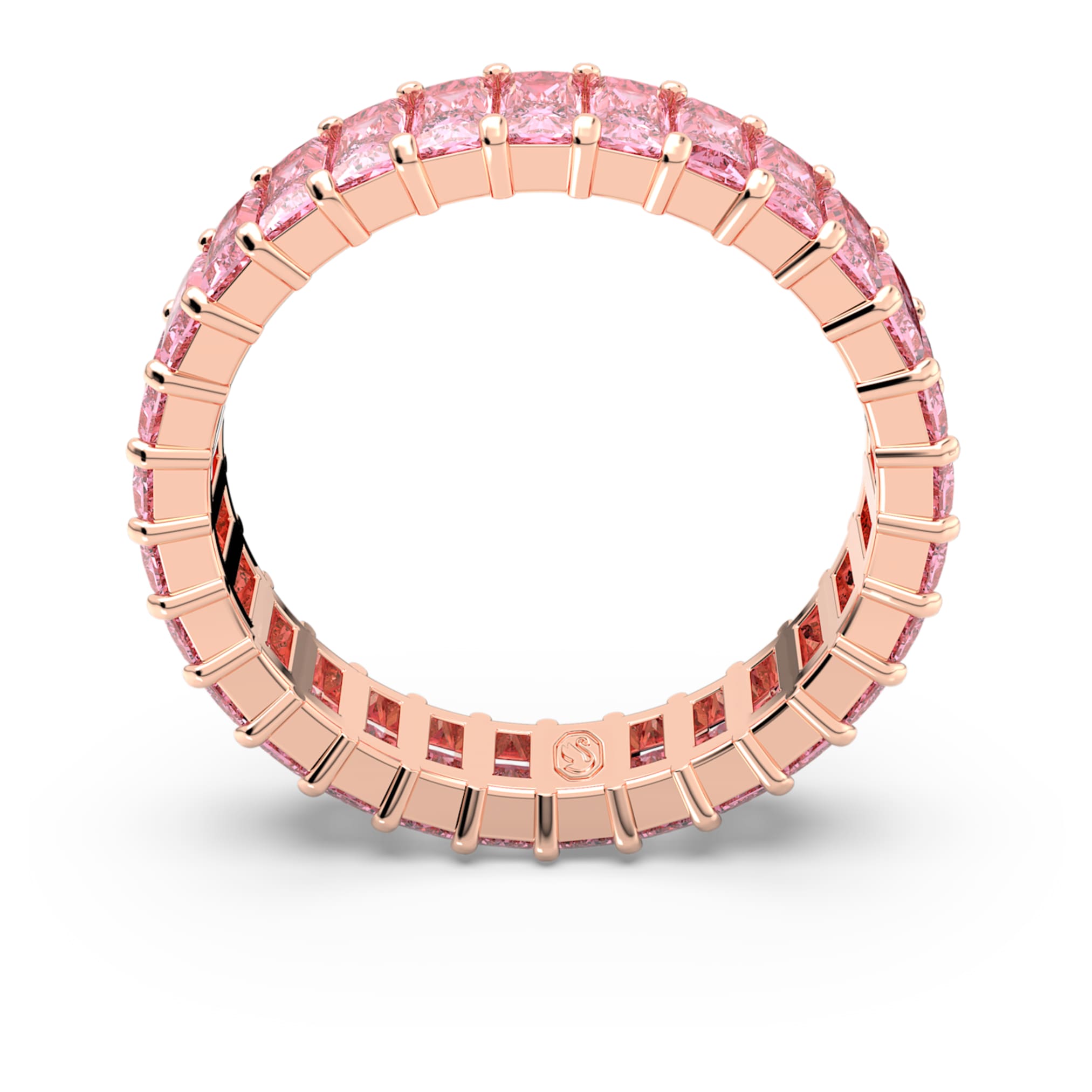 Swarovski Matrix ring Baguette cut, Pink, 18K rose gold finish