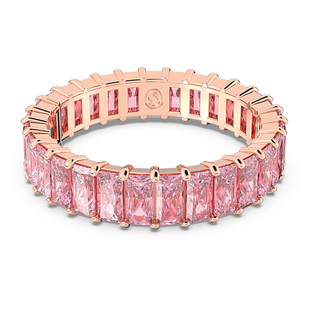 Swarovski Matrix ring Baguette cut, Pink, 18K rose gold finish