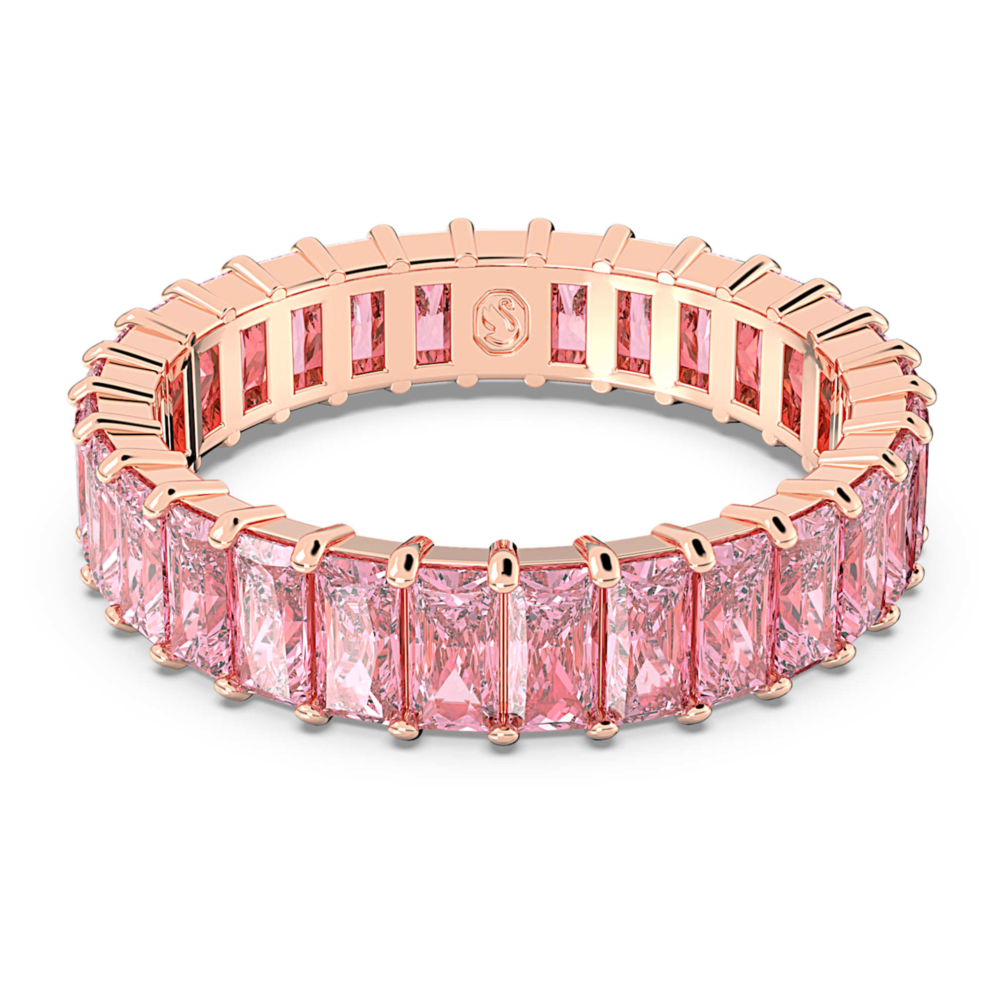 Swarovski Matrix ring Baguette cut, Pink, 18K rose gold finish