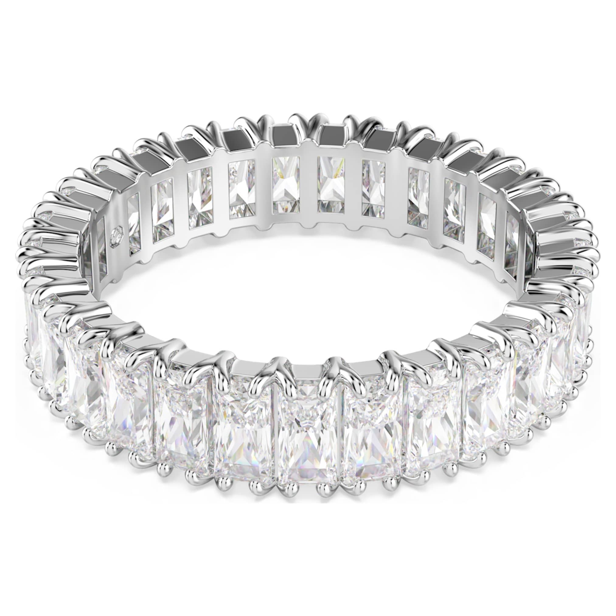 Swarovski Matrix ring Baguette cut, White, Silver-tone finish