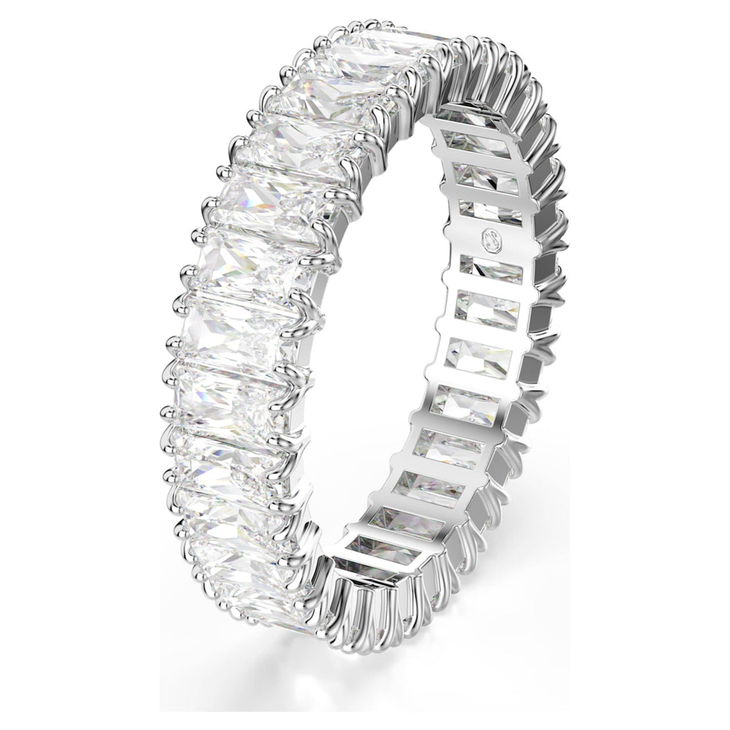 Swarovski Matrix ring Baguette cut, White, Silver-tone finish