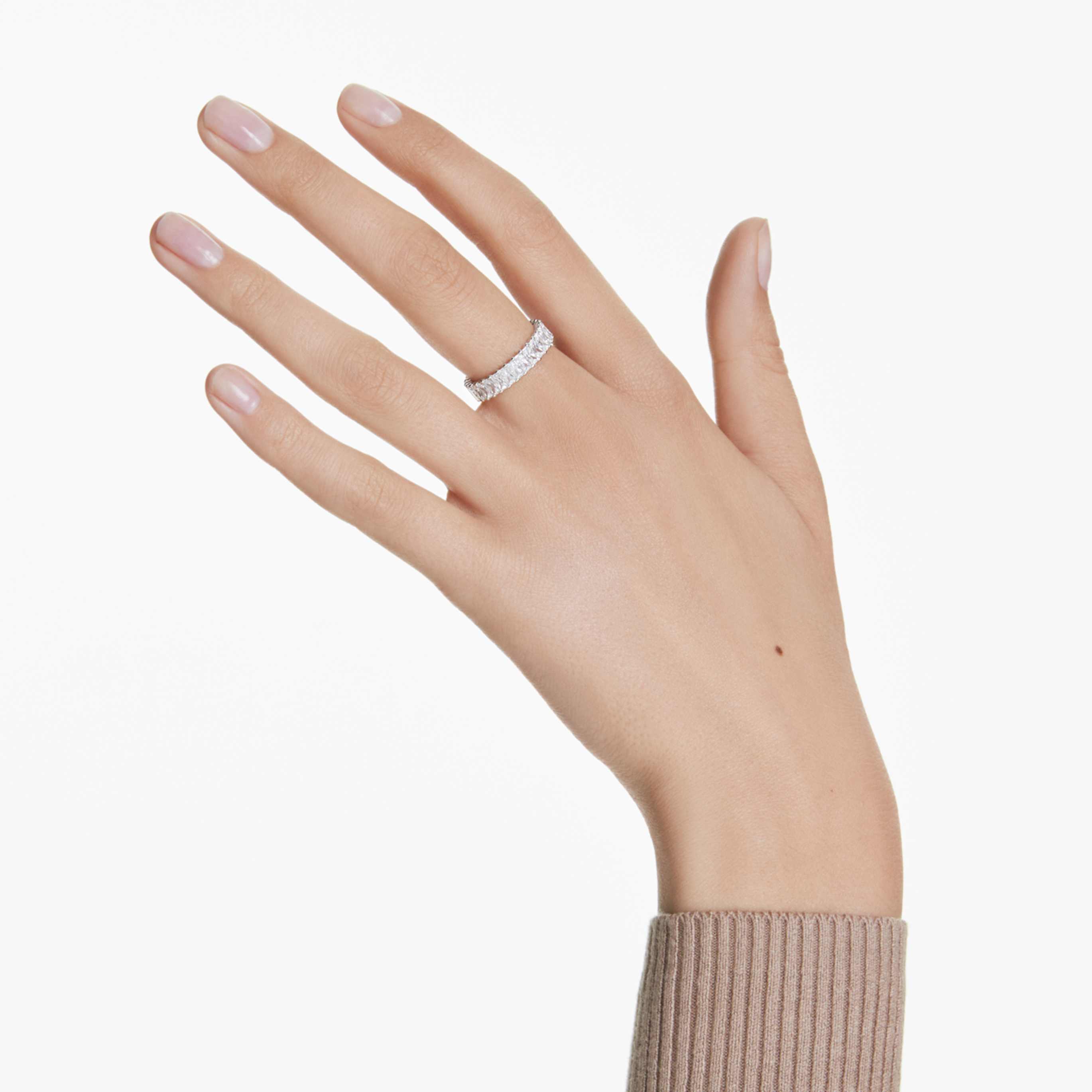 Swarovski Matrix ring Baguette cut, White, Silver-tone finish