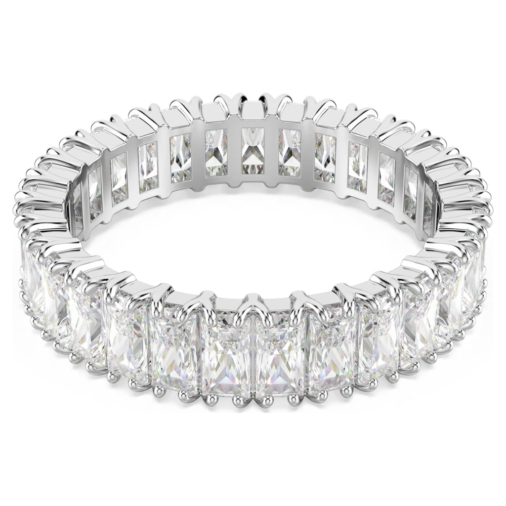 Swarovski Matrix ring Baguette cut, White, Silver-tone finish