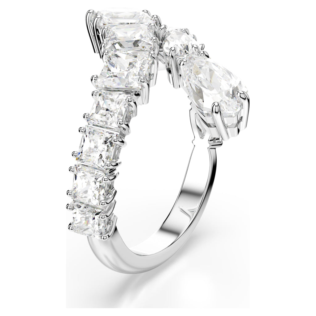Swarovski Matrix ring Mixed cuts, White, Rhodium plated