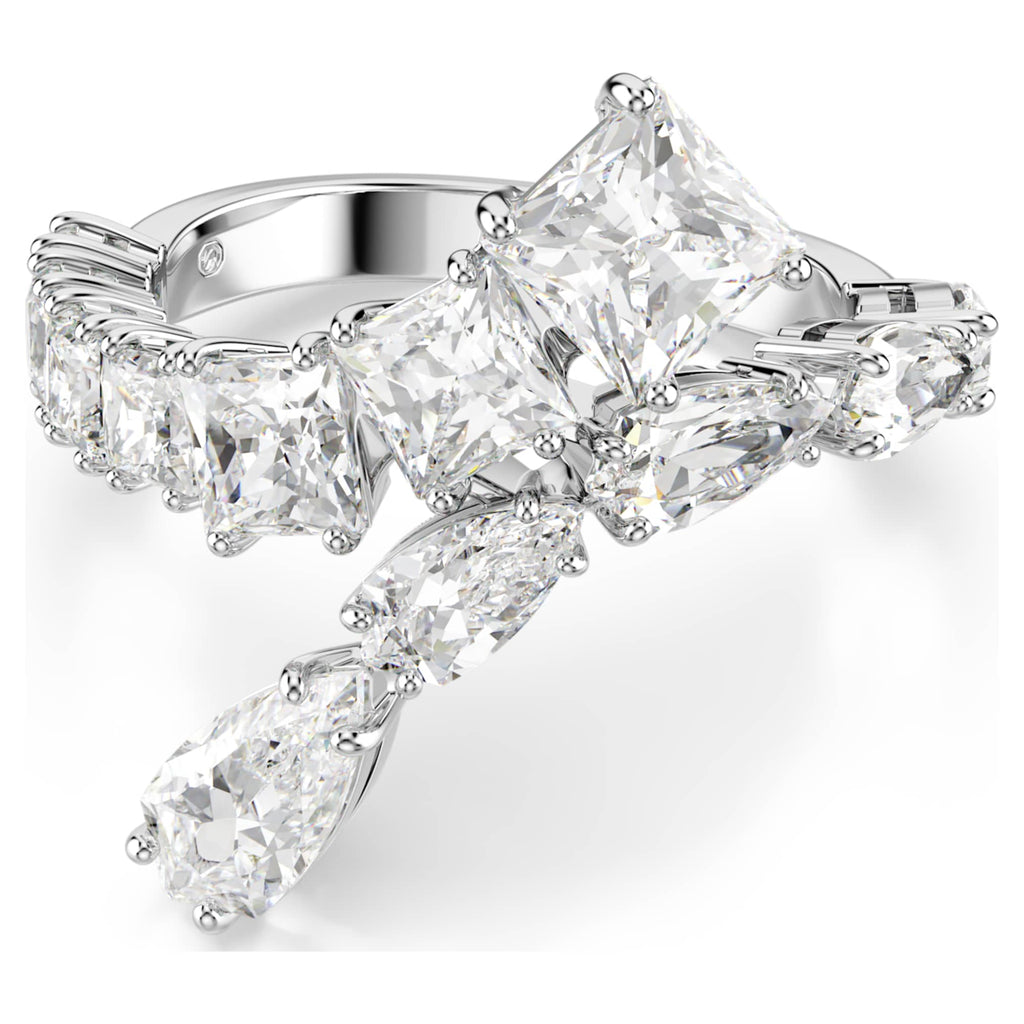 Swarovski Matrix ring Mixed cuts, White, Rhodium plated