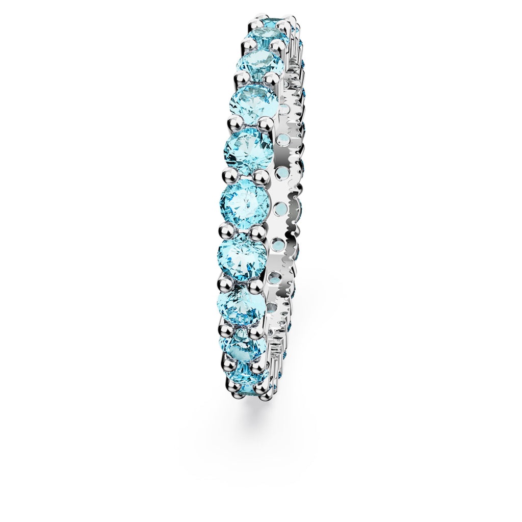 Swarovski Matrix ring Round cut, Blue, Rhodium plated