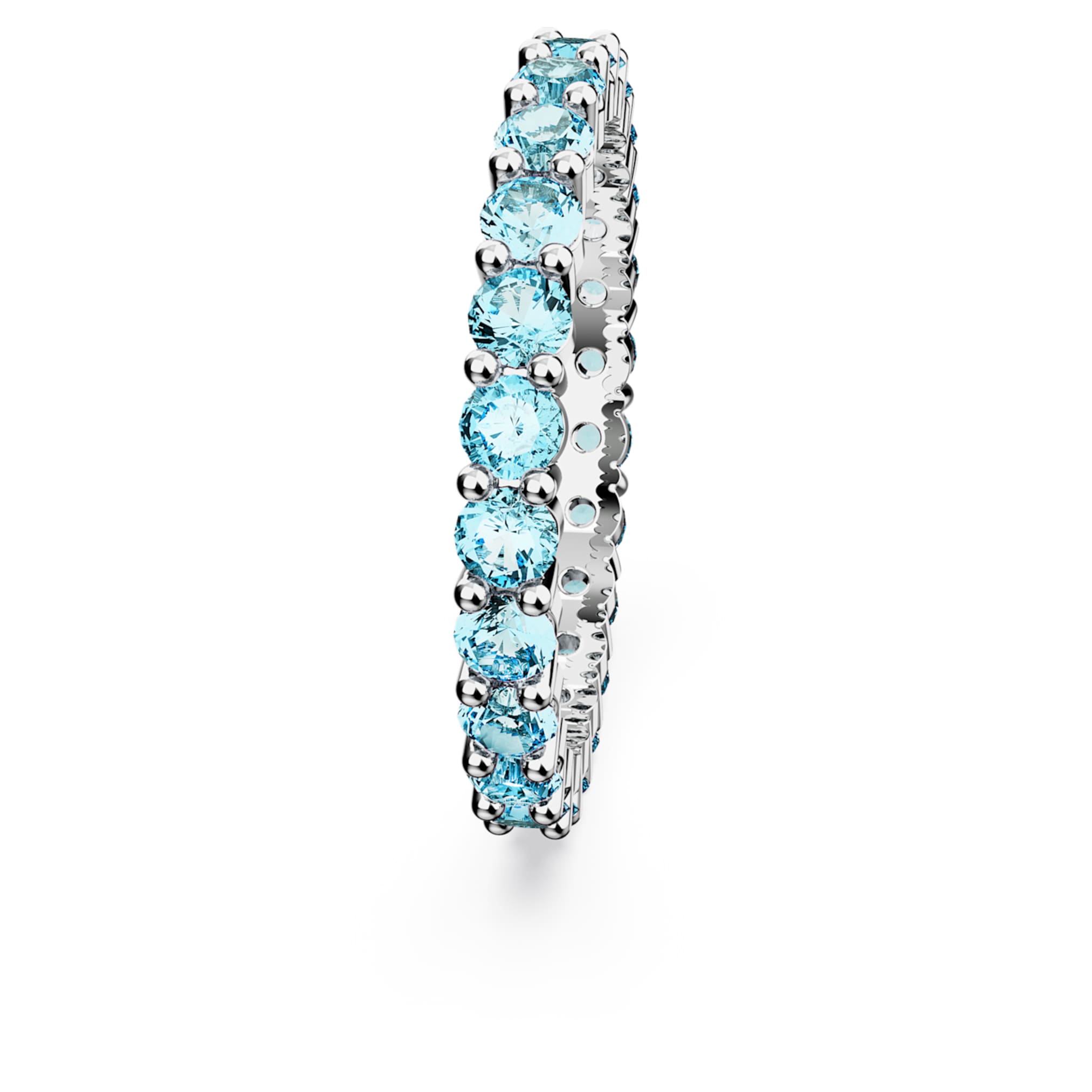 Swarovski Matrix ring Round cut, Blue, Rhodium plated