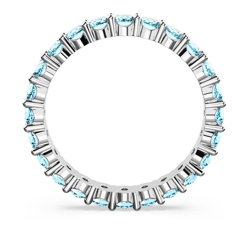 Swarovski Matrix ring Round cut, Blue, Rhodium plated