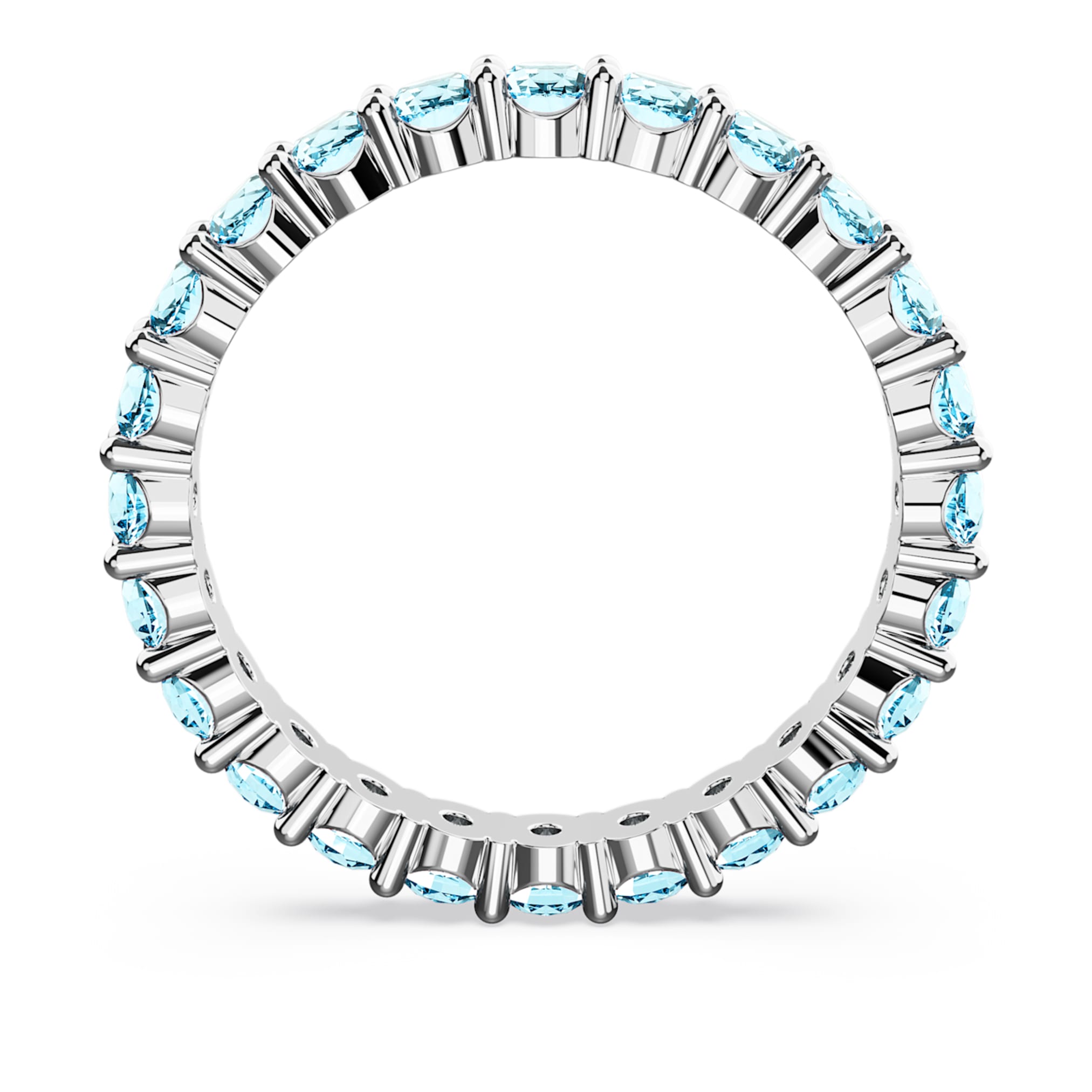 Swarovski Matrix ring Round cut, Blue, Rhodium plated