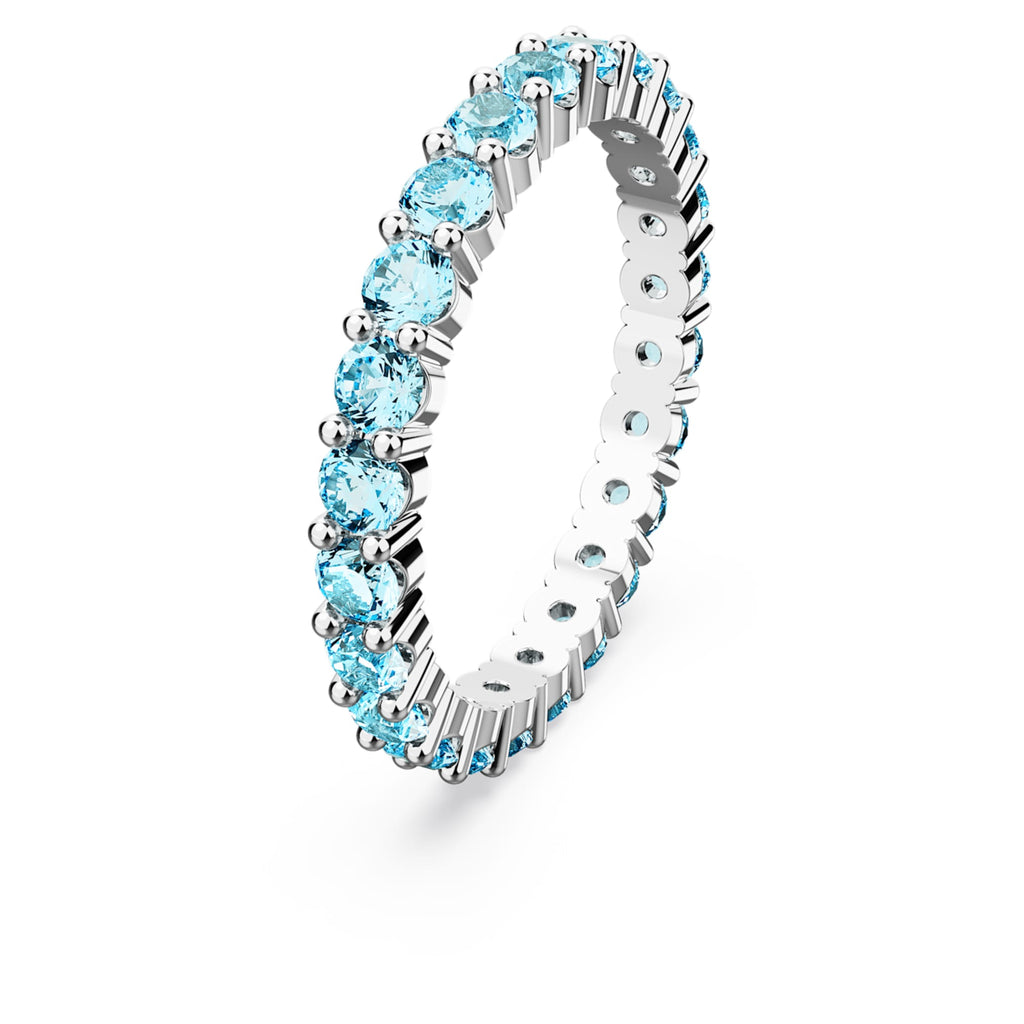 Swarovski Matrix ring Round cut, Blue, Rhodium plated