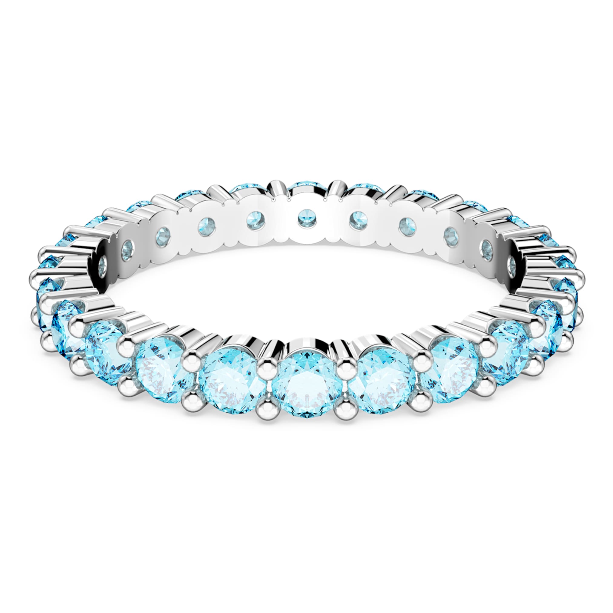 Swarovski Matrix ring Round cut, Blue, Rhodium plated