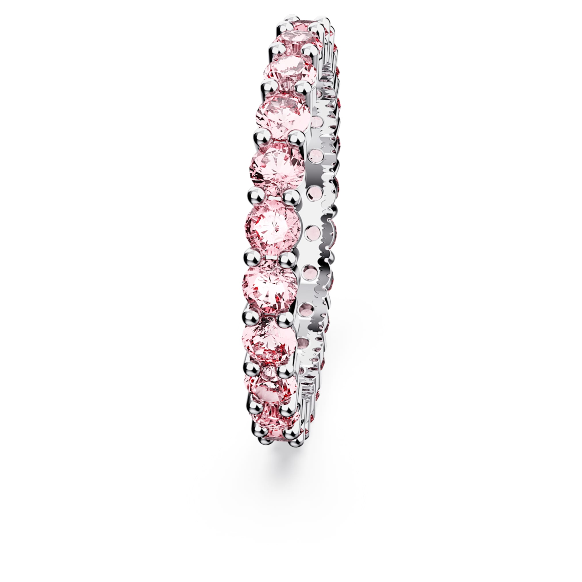 Swarovski Matrix ring Round cut, Pink, Rhodium plated