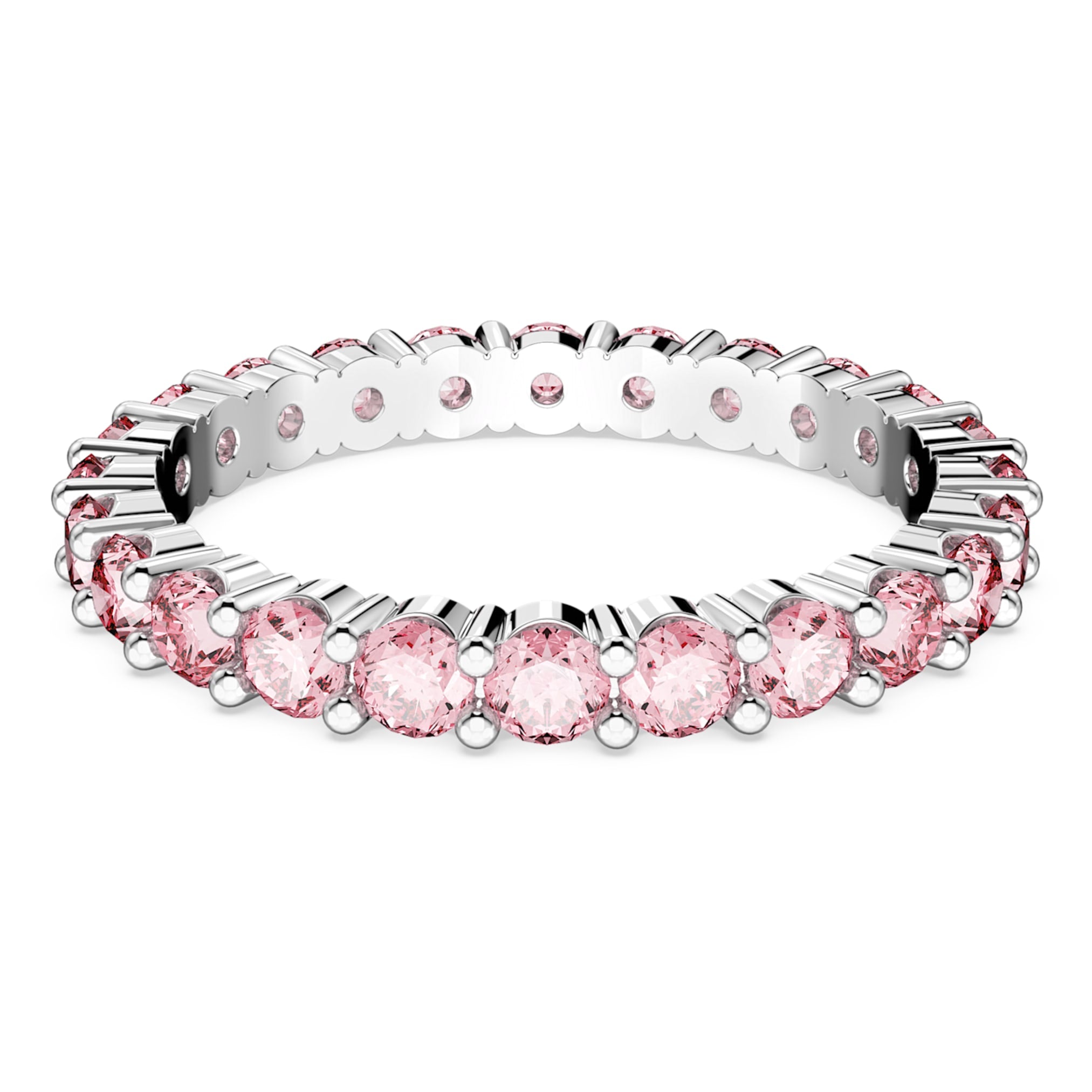 Swarovski Matrix ring Round cut, Pink, Rhodium plated