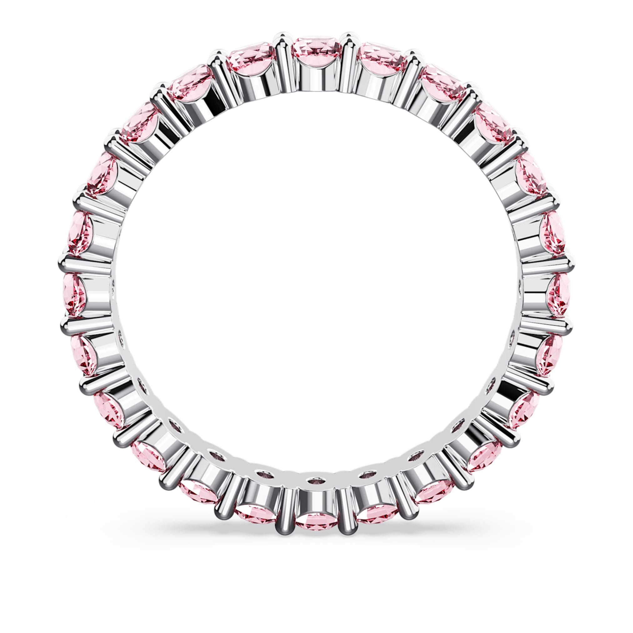 Swarovski Matrix ring Round cut, Pink, Rhodium plated