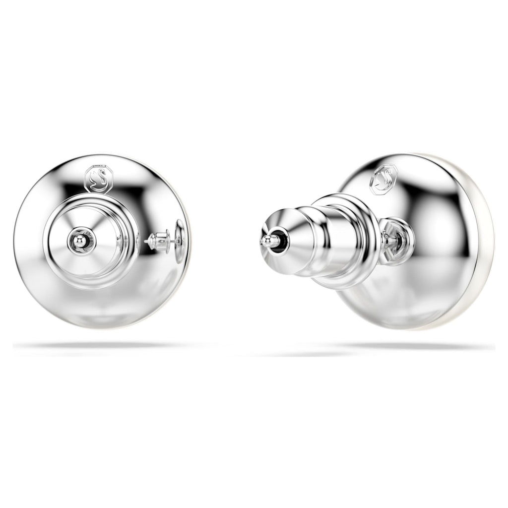 Swarovski Matrix stud earrings Crystal pearl, White, Rhodium plated