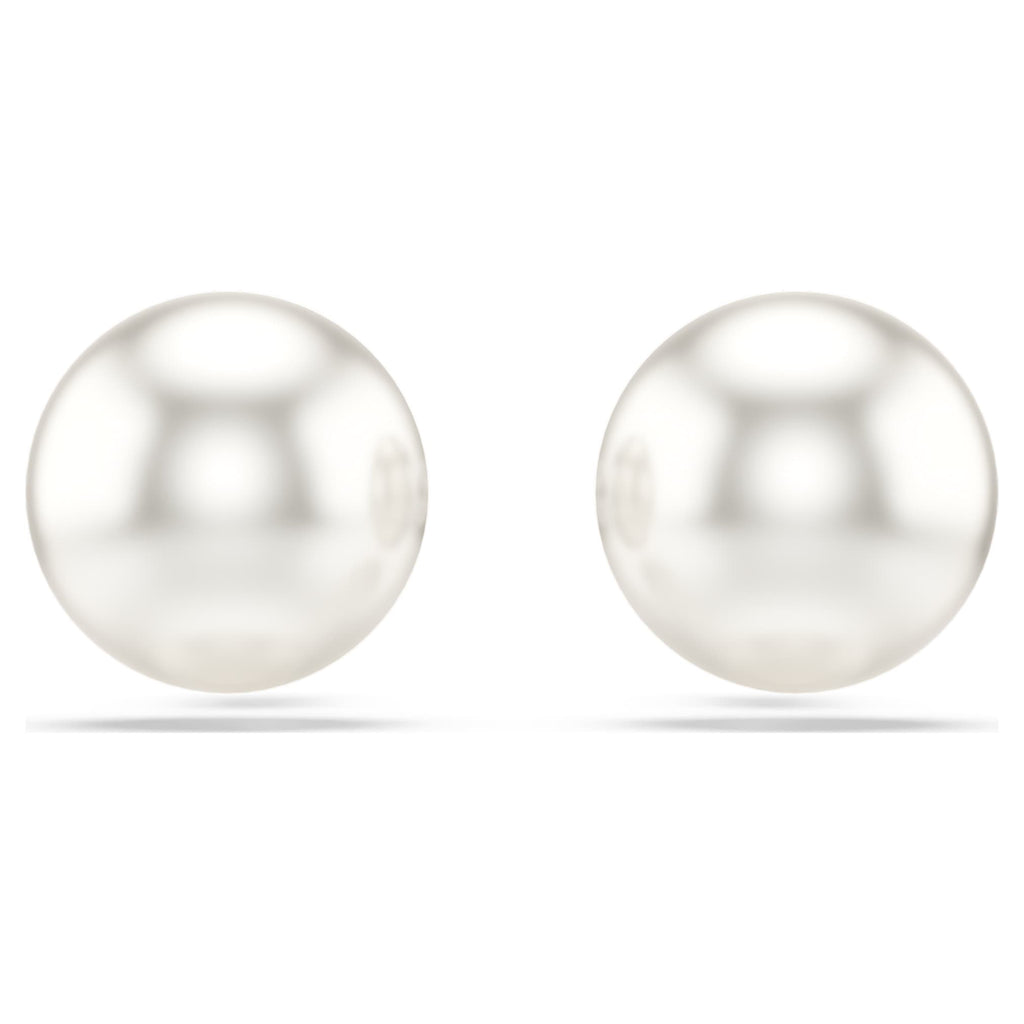 Swarovski Matrix stud earrings Crystal pearl, White, Rhodium plated