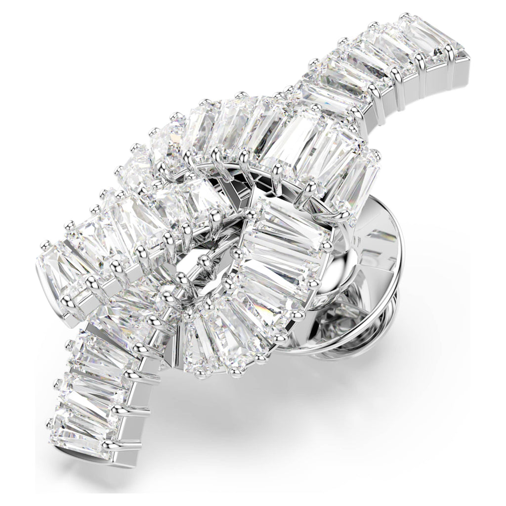 Swarovski Matrix tack pin Baguette cut, Knot, White, Rhodium plated