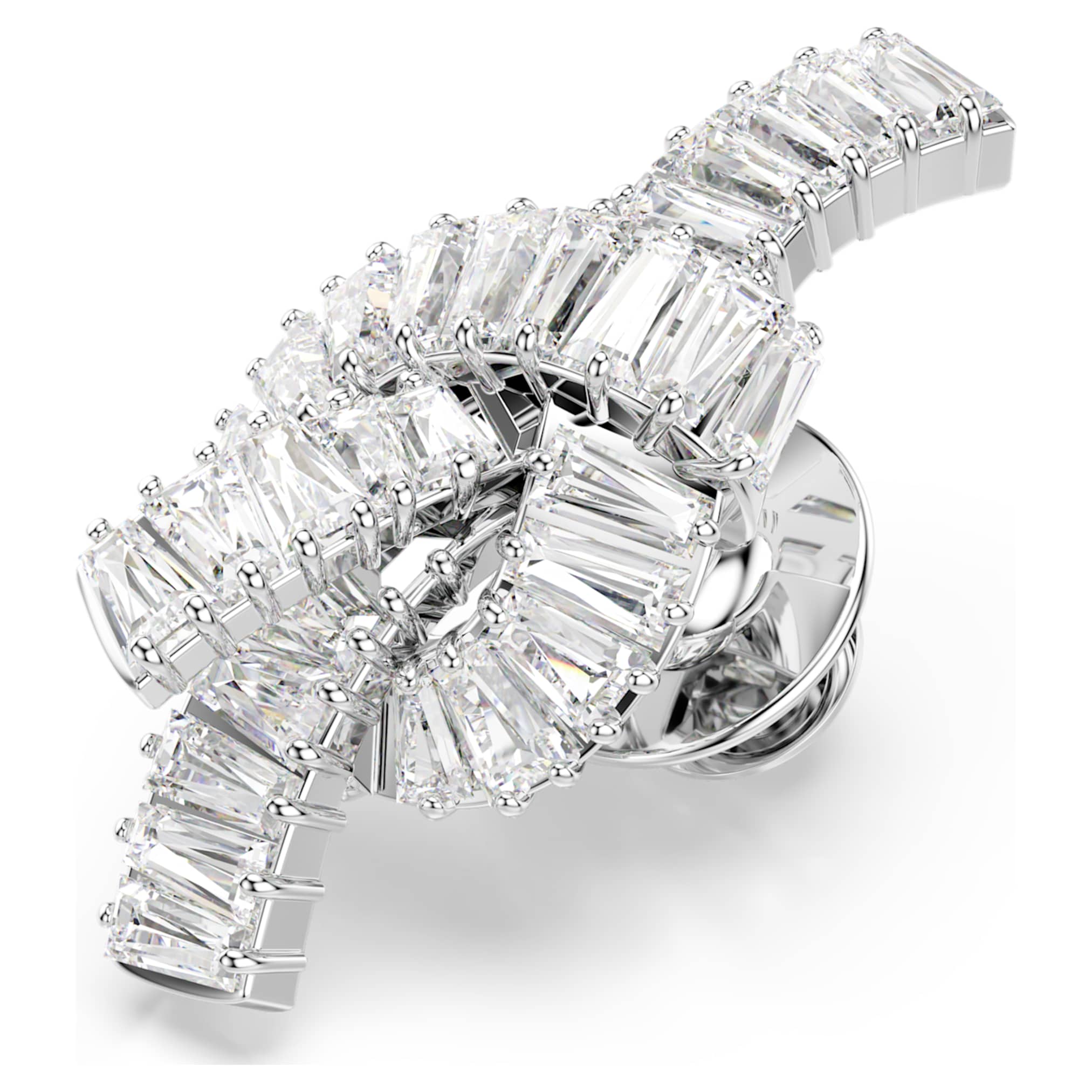 Swarovski Matrix tack pin Baguette cut, Knot, White, Rhodium plated