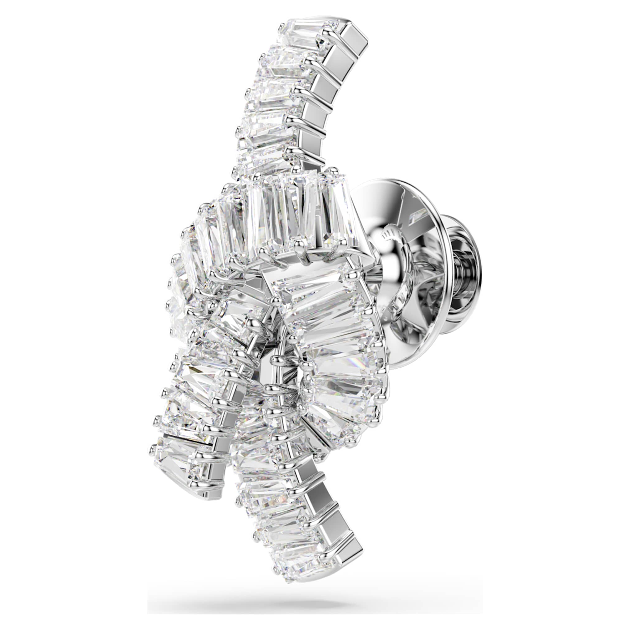 Swarovski Matrix tack pin Baguette cut, Knot, White, Rhodium plated