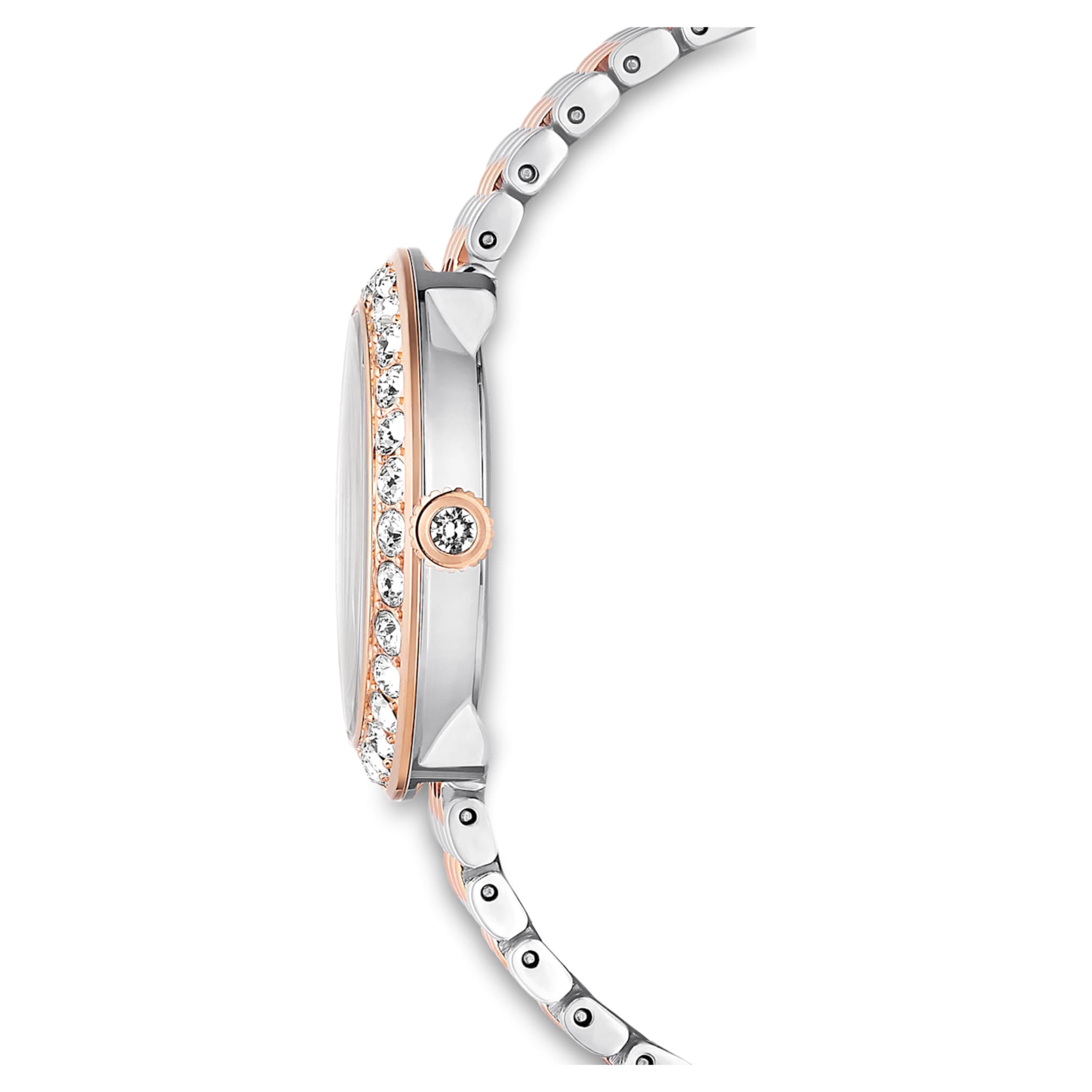 Swarovski Matrix tennis 7-link watch Swiss Made, Metal bracelet, Rose gold tone, Mixed metal finish