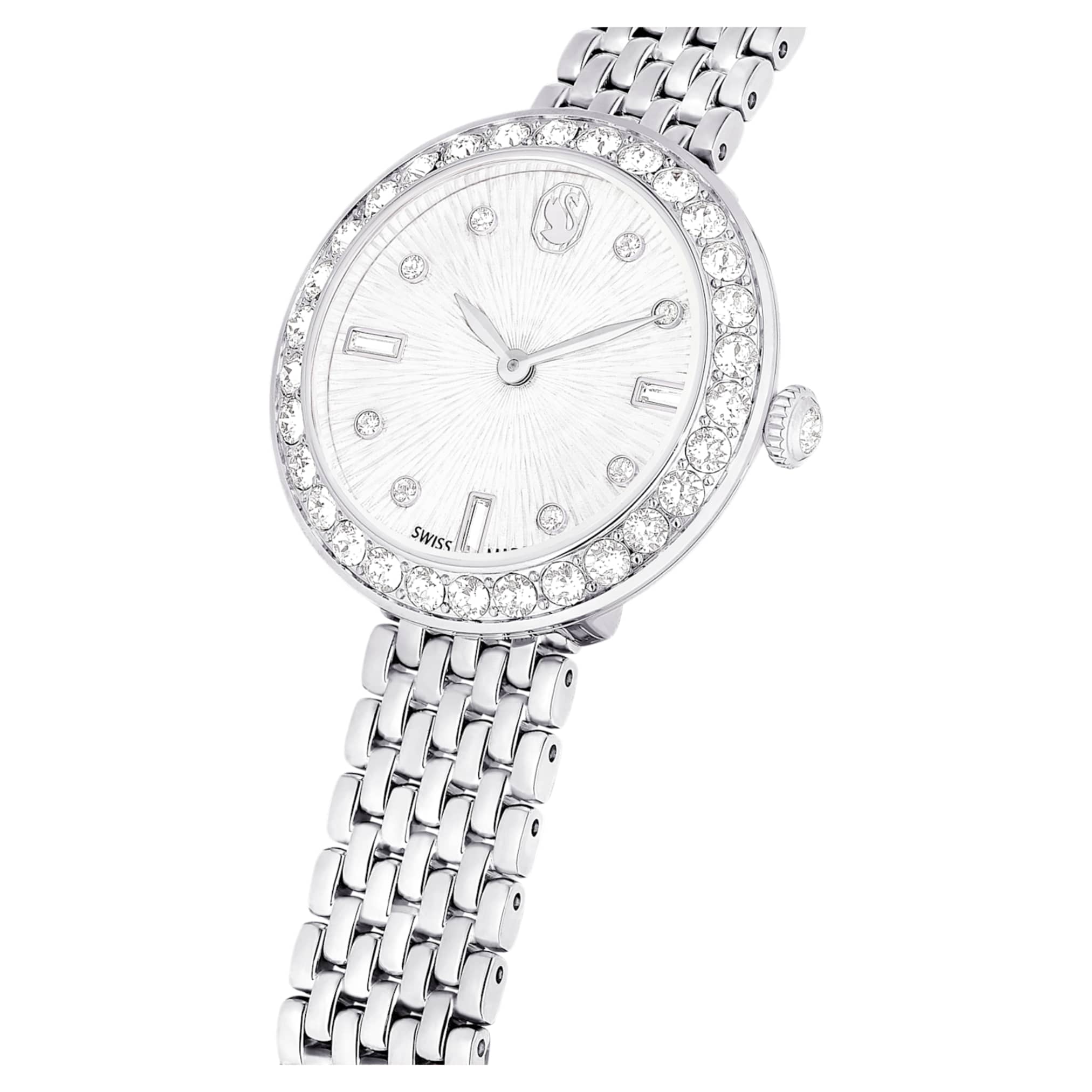 Swarovski Matrix tennis 7-link watch Swiss Made, Metal bracelet, Silver tone, Stainless steel