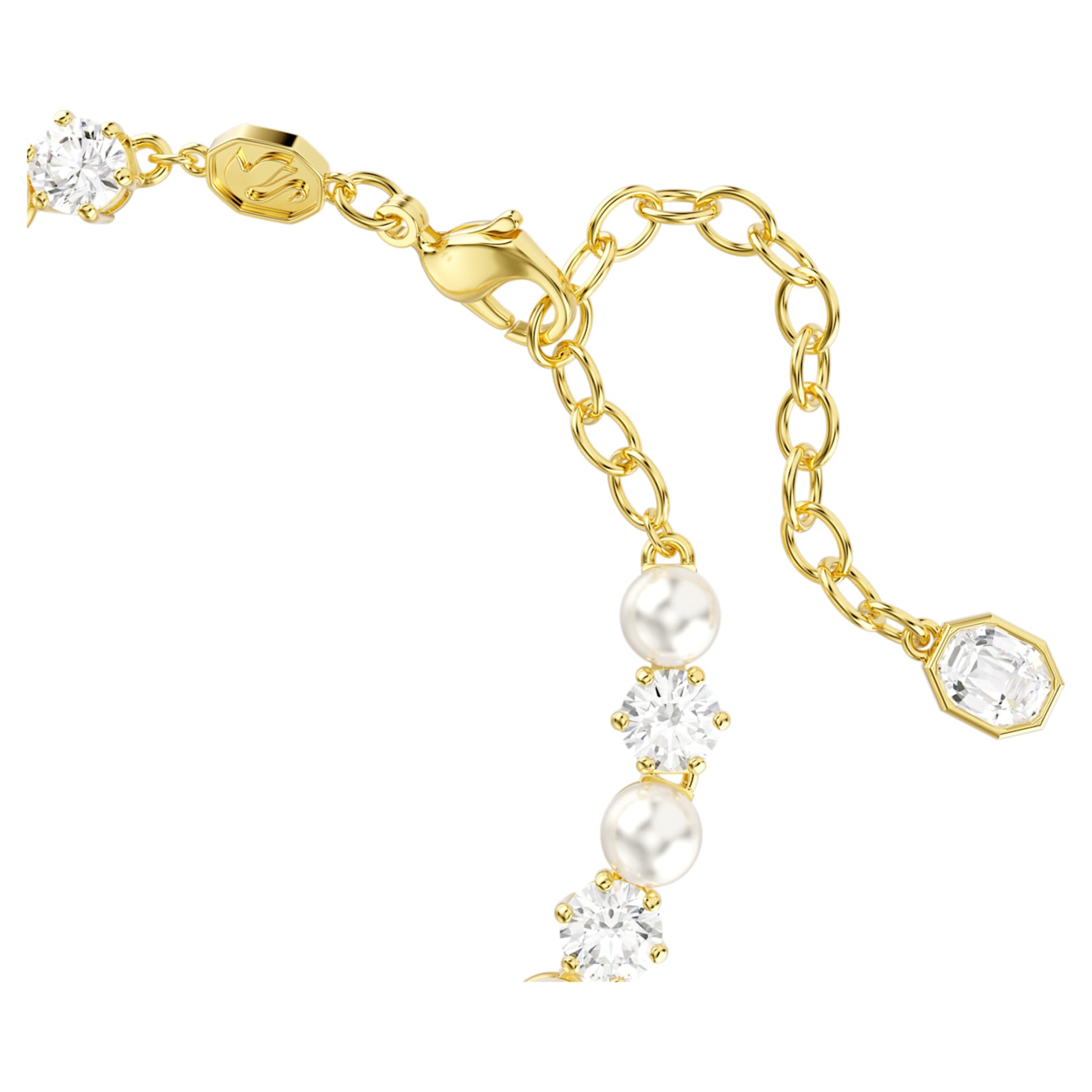 Swarovski Matrix Tennis bracelet Crystal pearl, Round cut, White, 18K gold finish