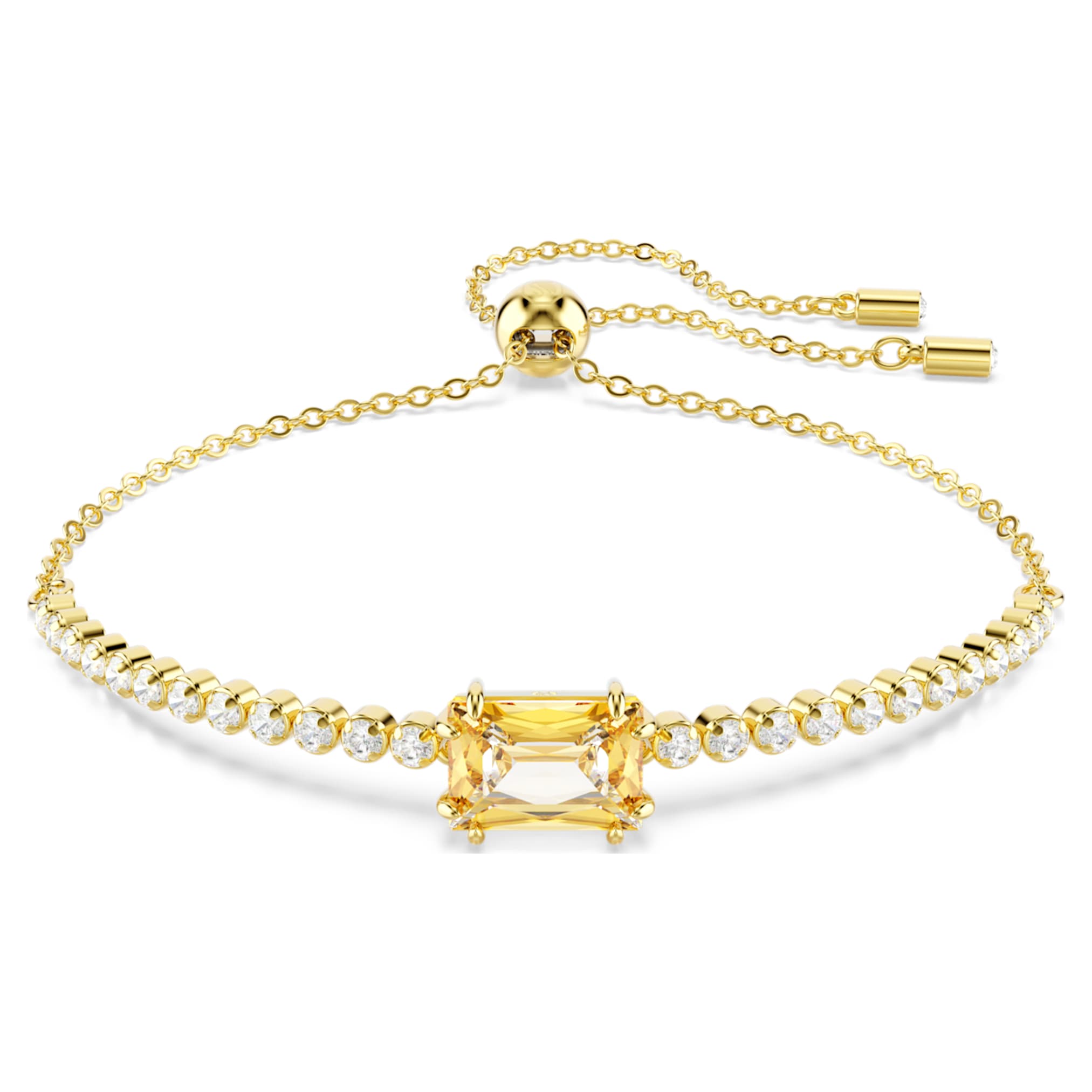 Swarovski Matrix Tennis bracelet Mixed cuts, Caramel, 18K gold finish