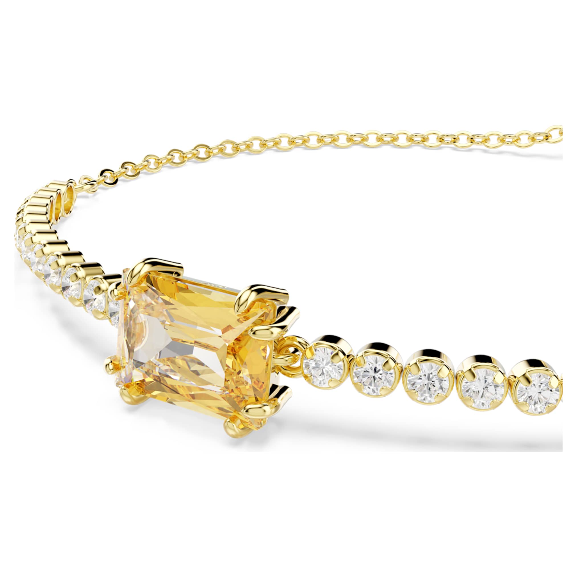 Swarovski Matrix Tennis bracelet Mixed cuts, Caramel, 18K gold finish