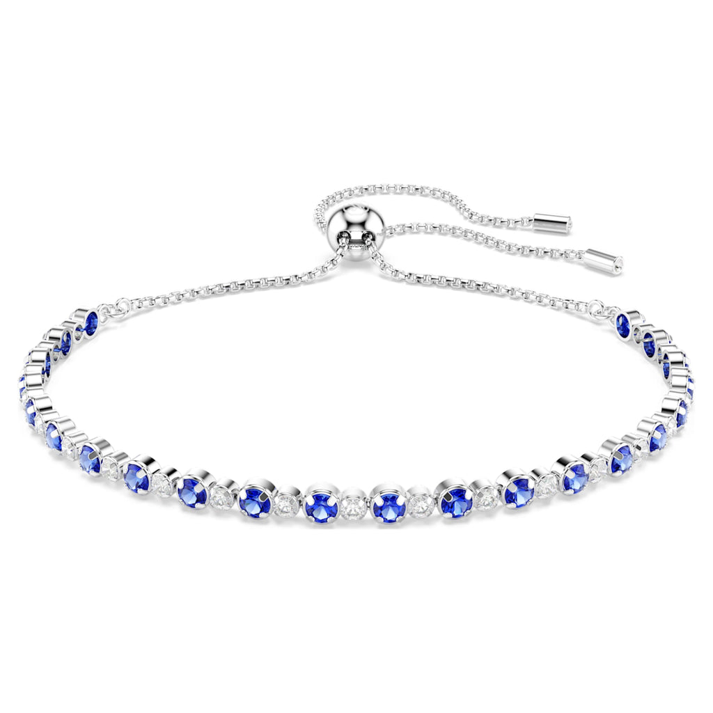 Swarovski Matrix Tennis bracelet Mixed round cuts, Blue, Rhodium plated