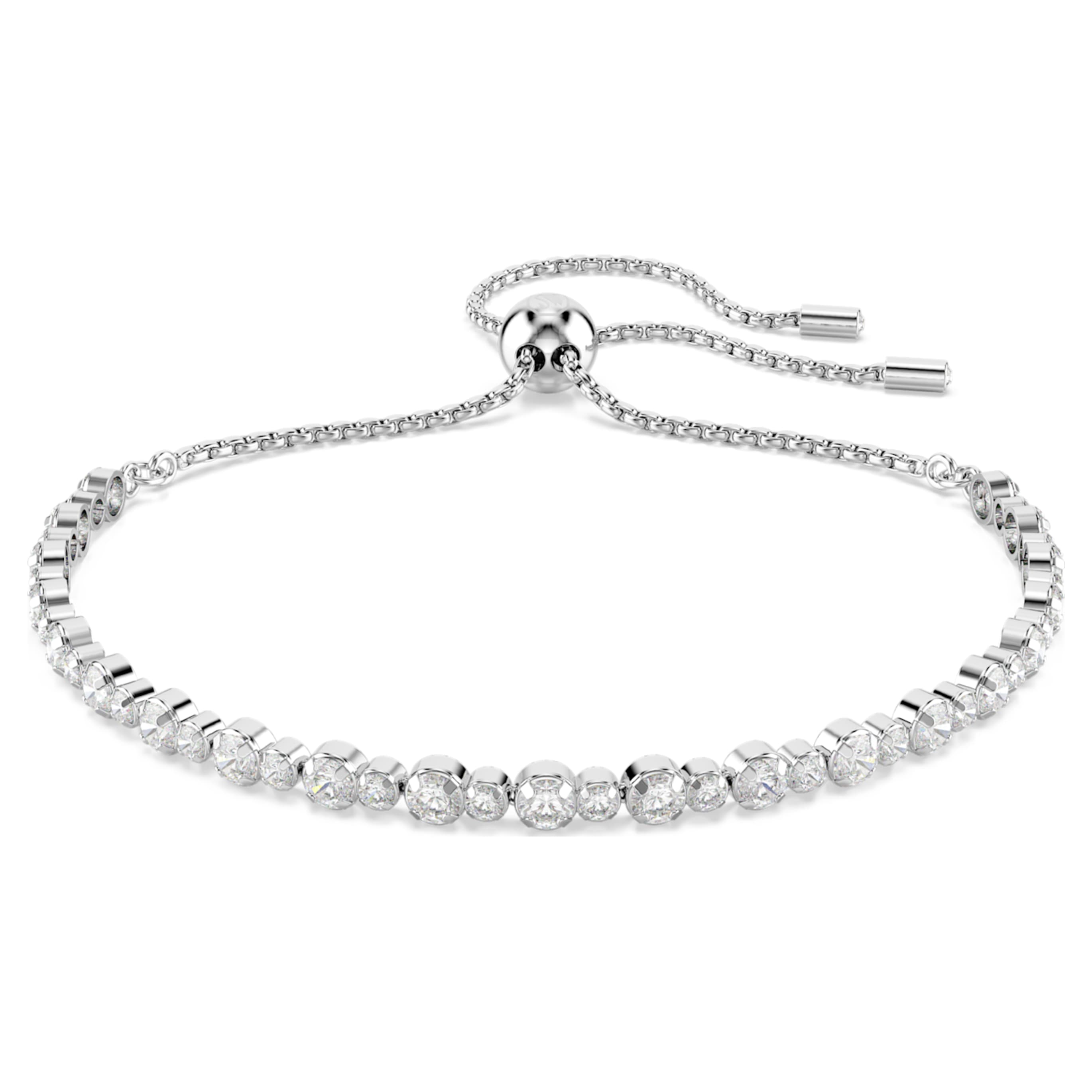Swarovski Matrix Tennis bracelet Mixed round cuts, White, Rhodium plated
