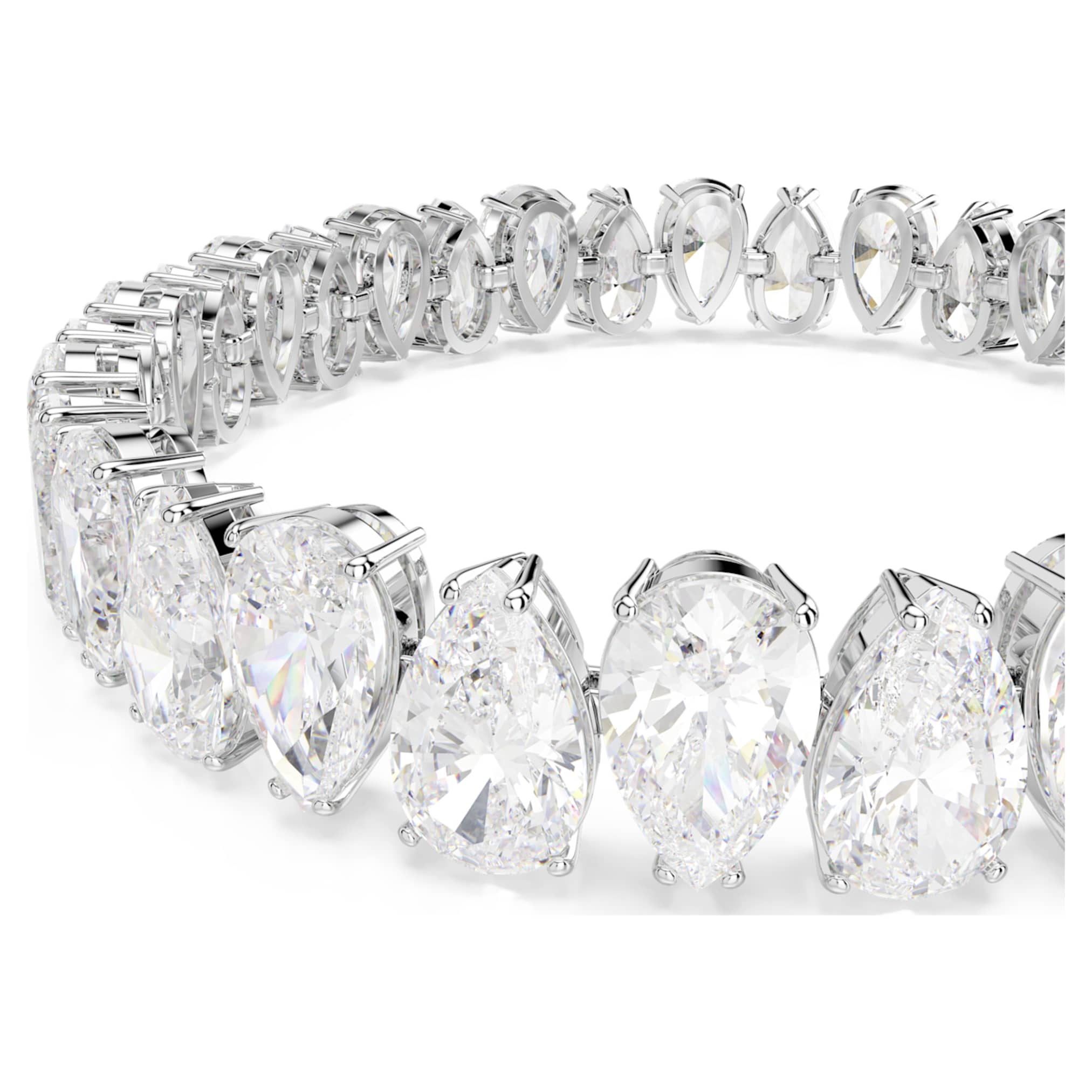 Swarovski Matrix Tennis bracelet Pear cut, White, Rhodium plated