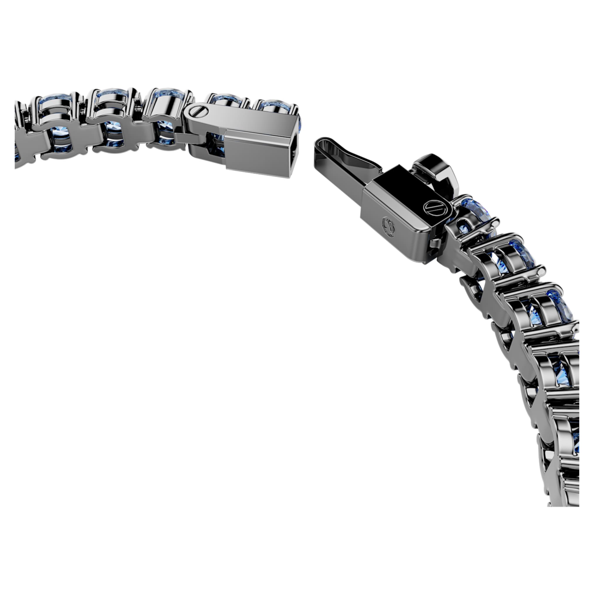 Swarovski Matrix Tennis bracelet Round cut, Blue, Ruthenium plated